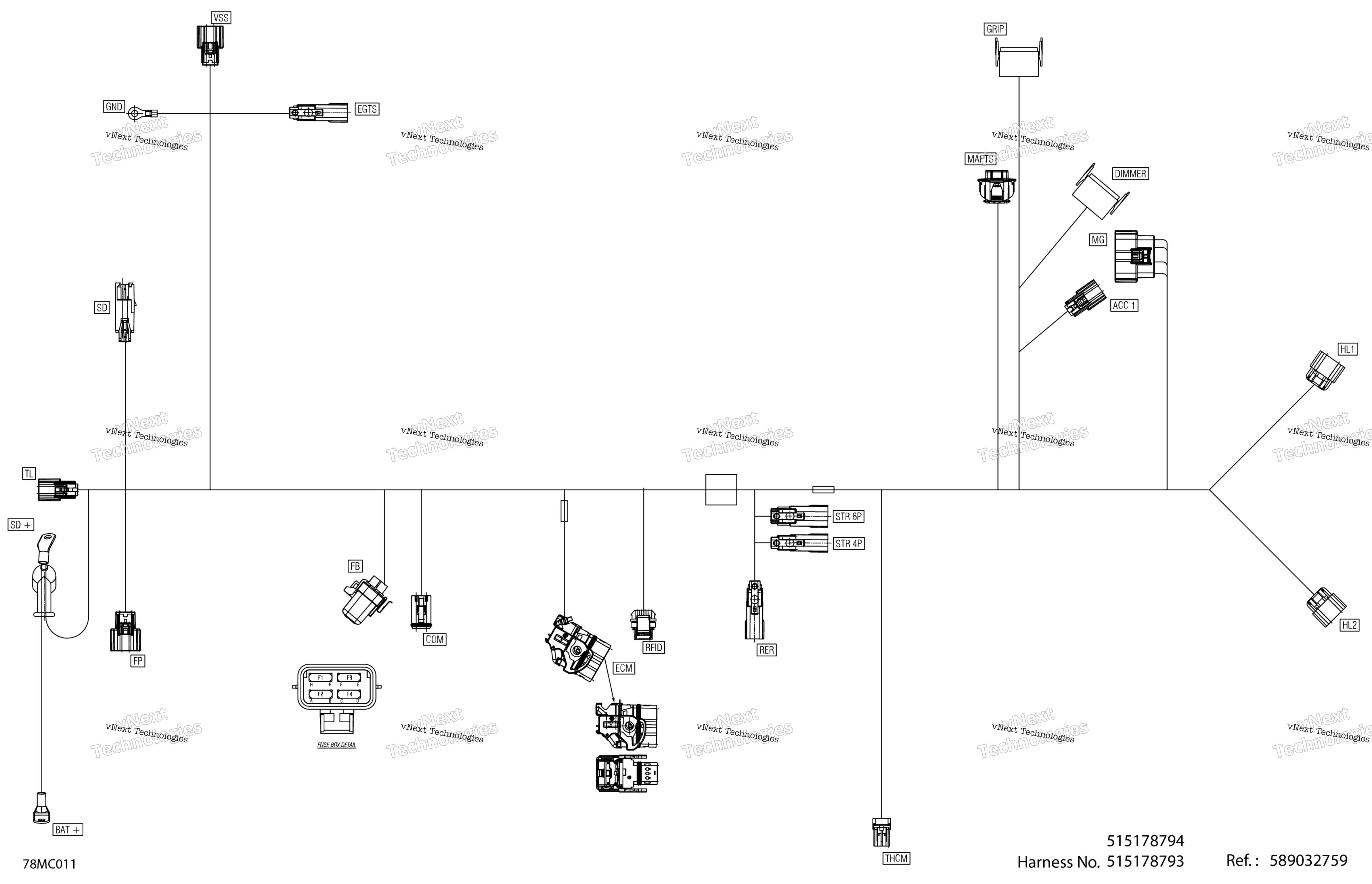 Электрооборудование - Main Harness - 515178793 - Model With Electric Start