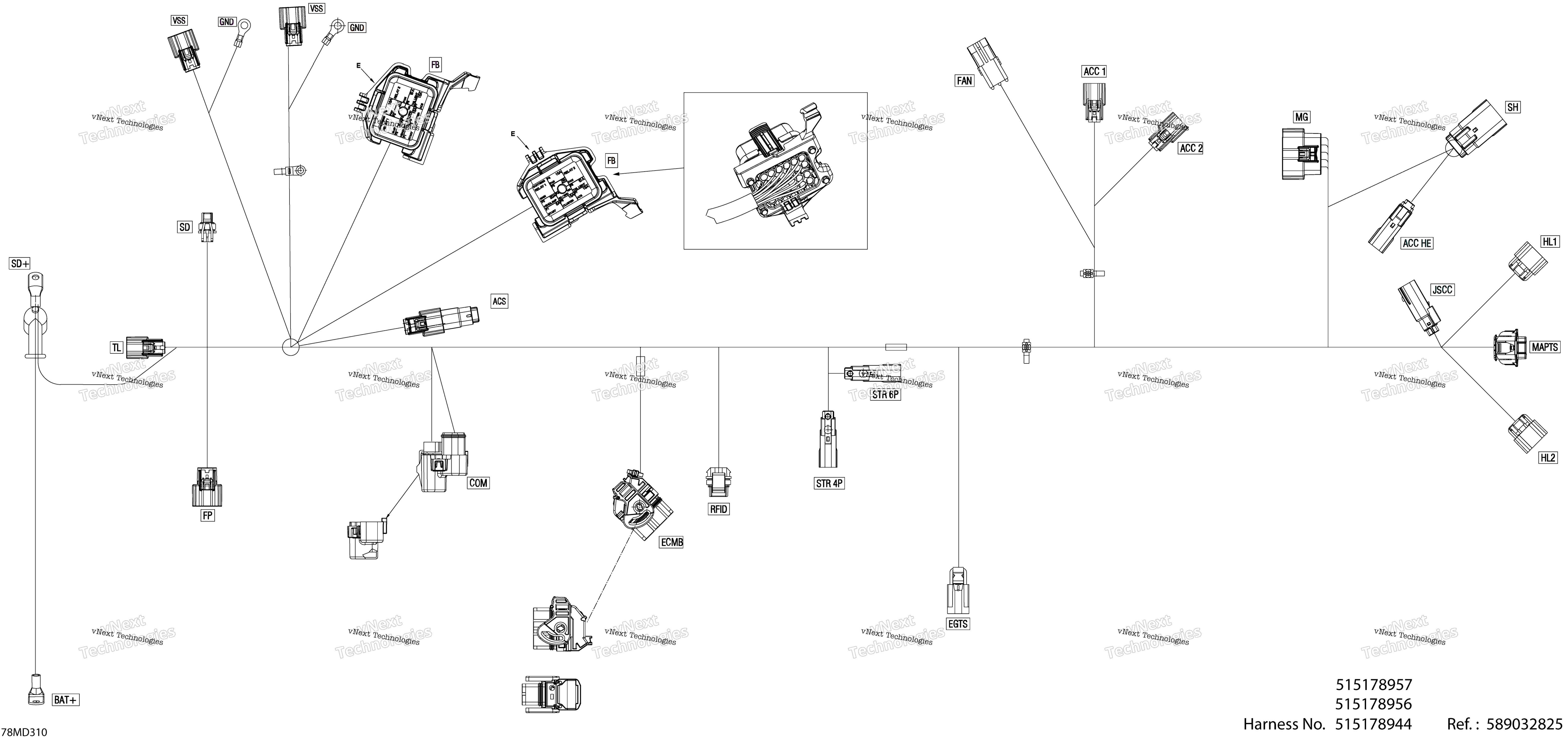 Электрооборудование - Main Harness - 515178956