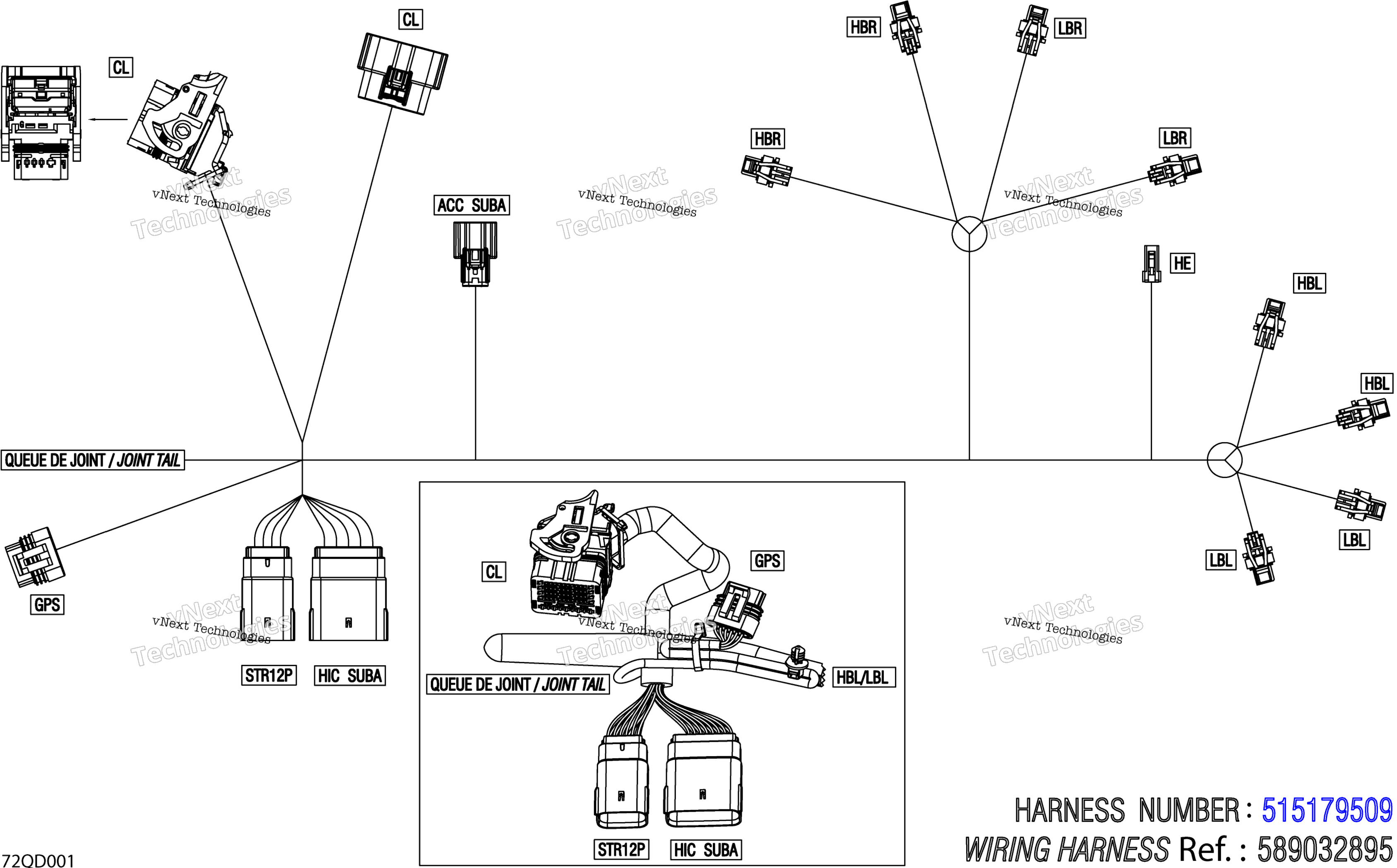 Электрооборудование - Hood Wiring Harness - 515179509