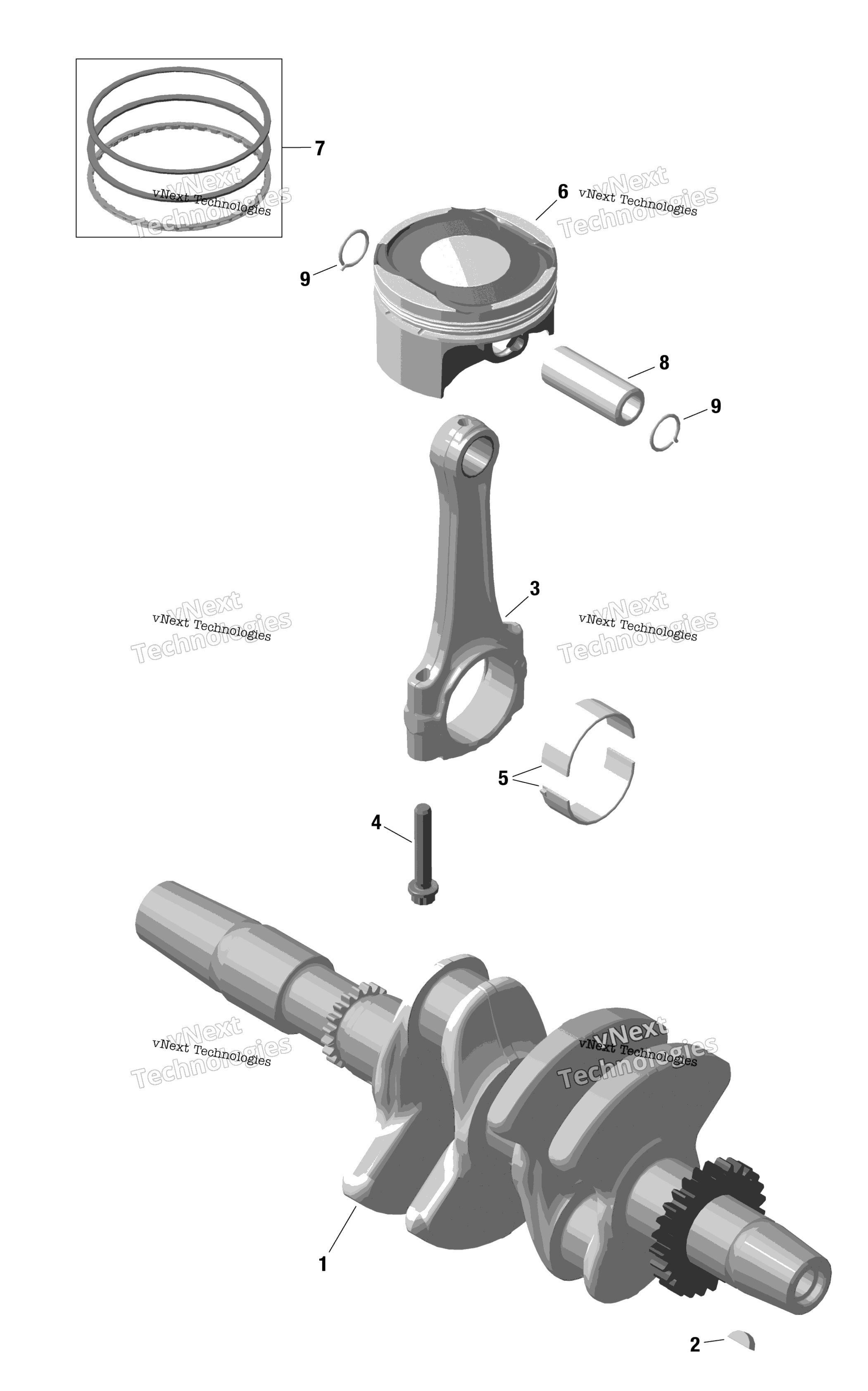 Rotax коленвал и Pistons
