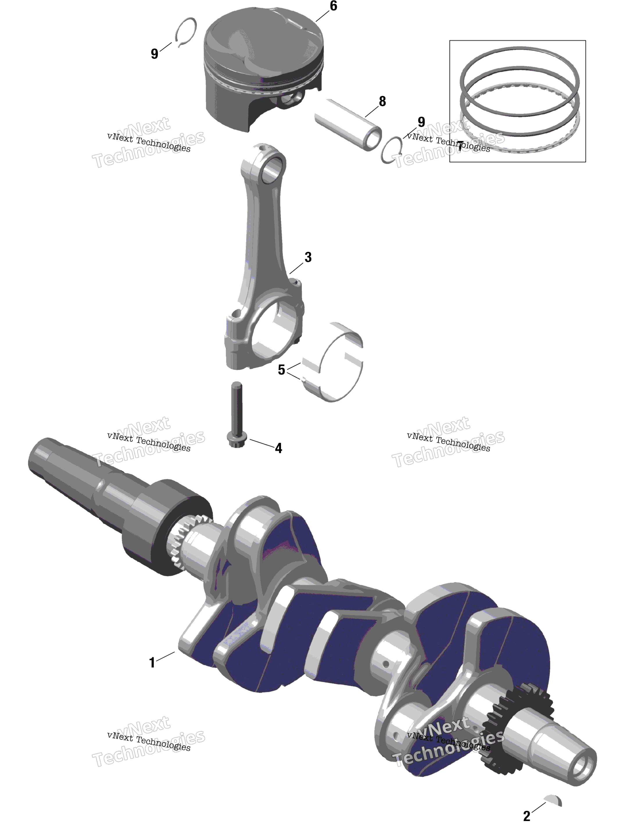 Rotax коленвал и Pistons