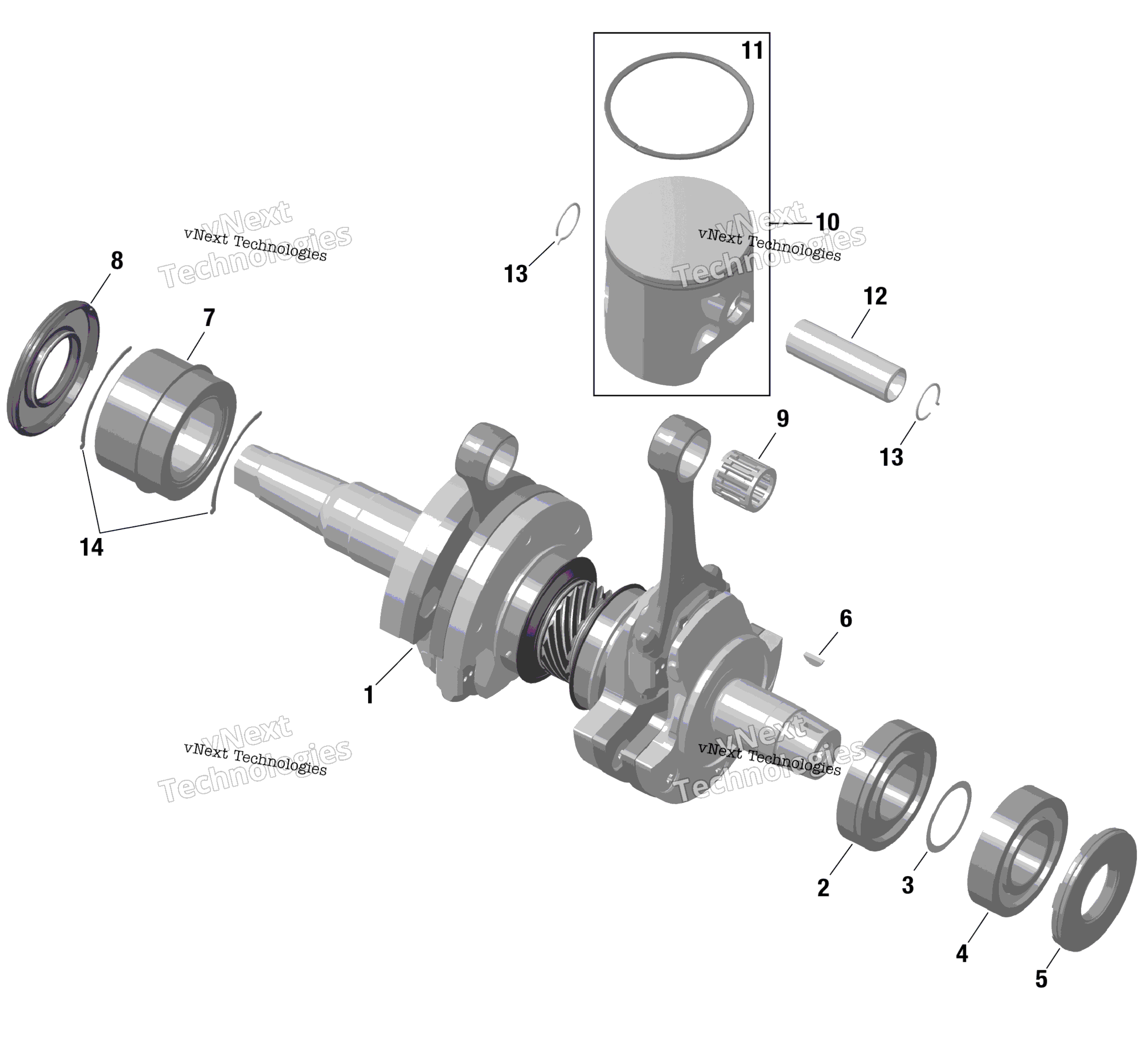 Rotax коленвал и Pistons