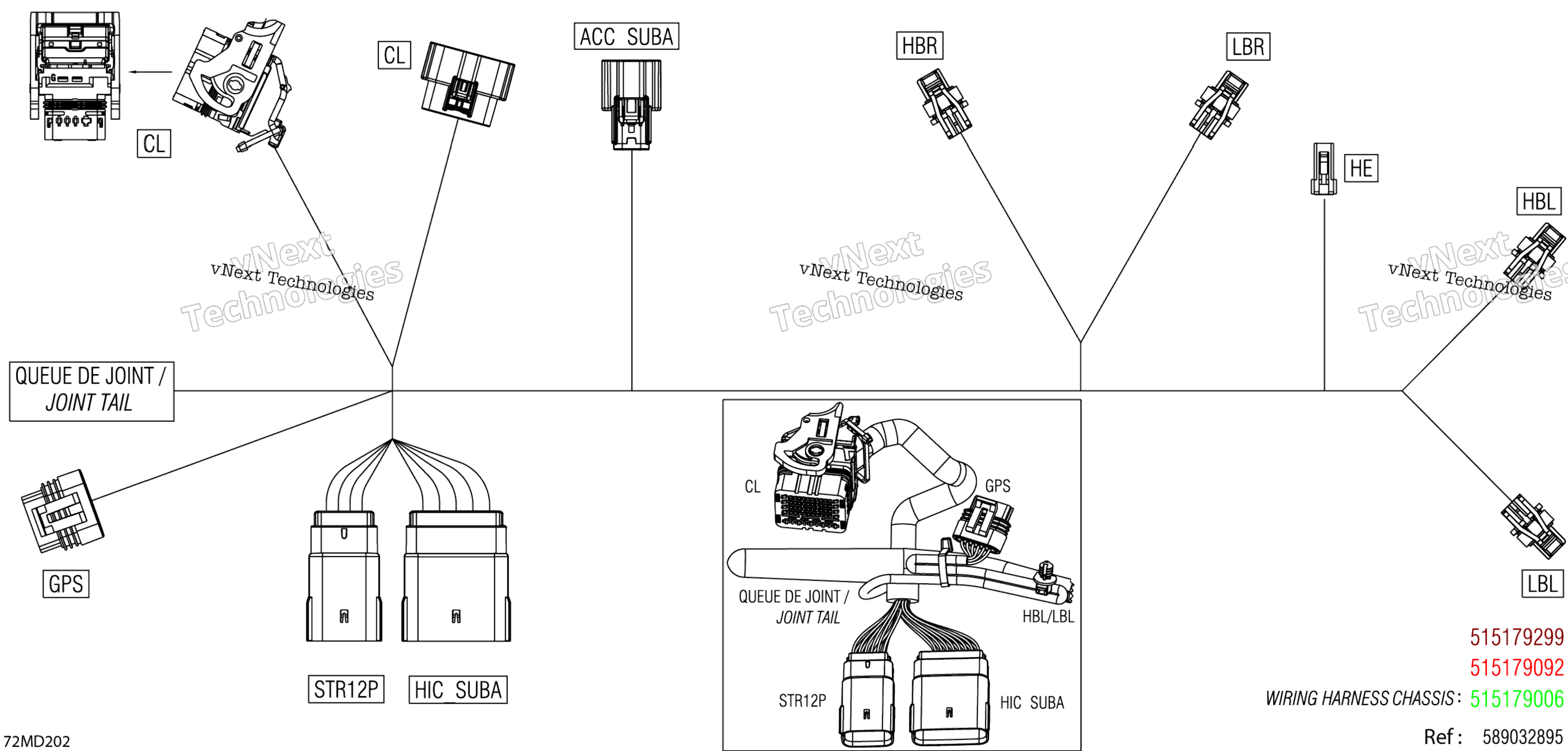 Электрооборудование - Hood Wiring Harness - 515179509