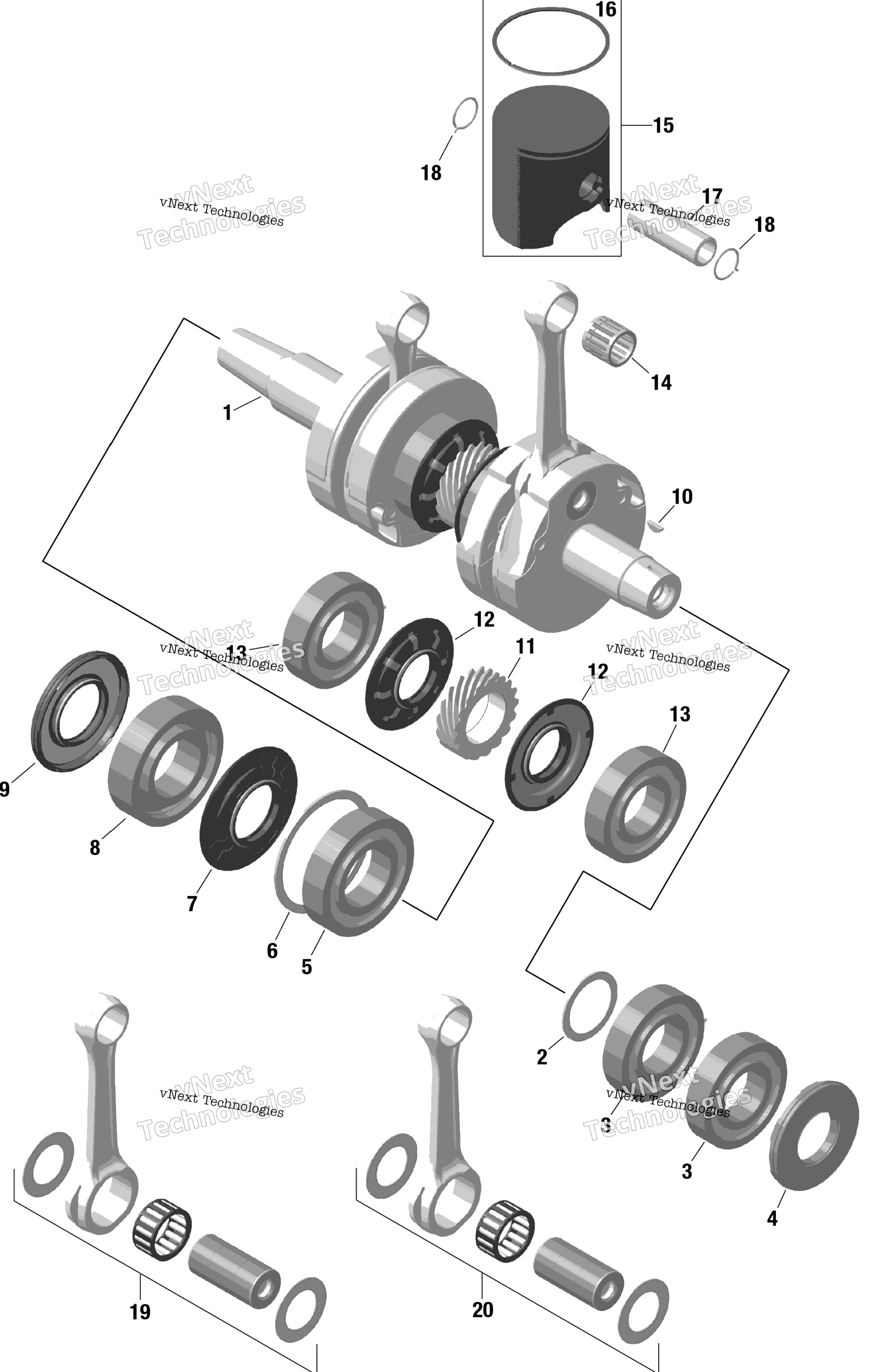 Rotax коленвал и Pistons