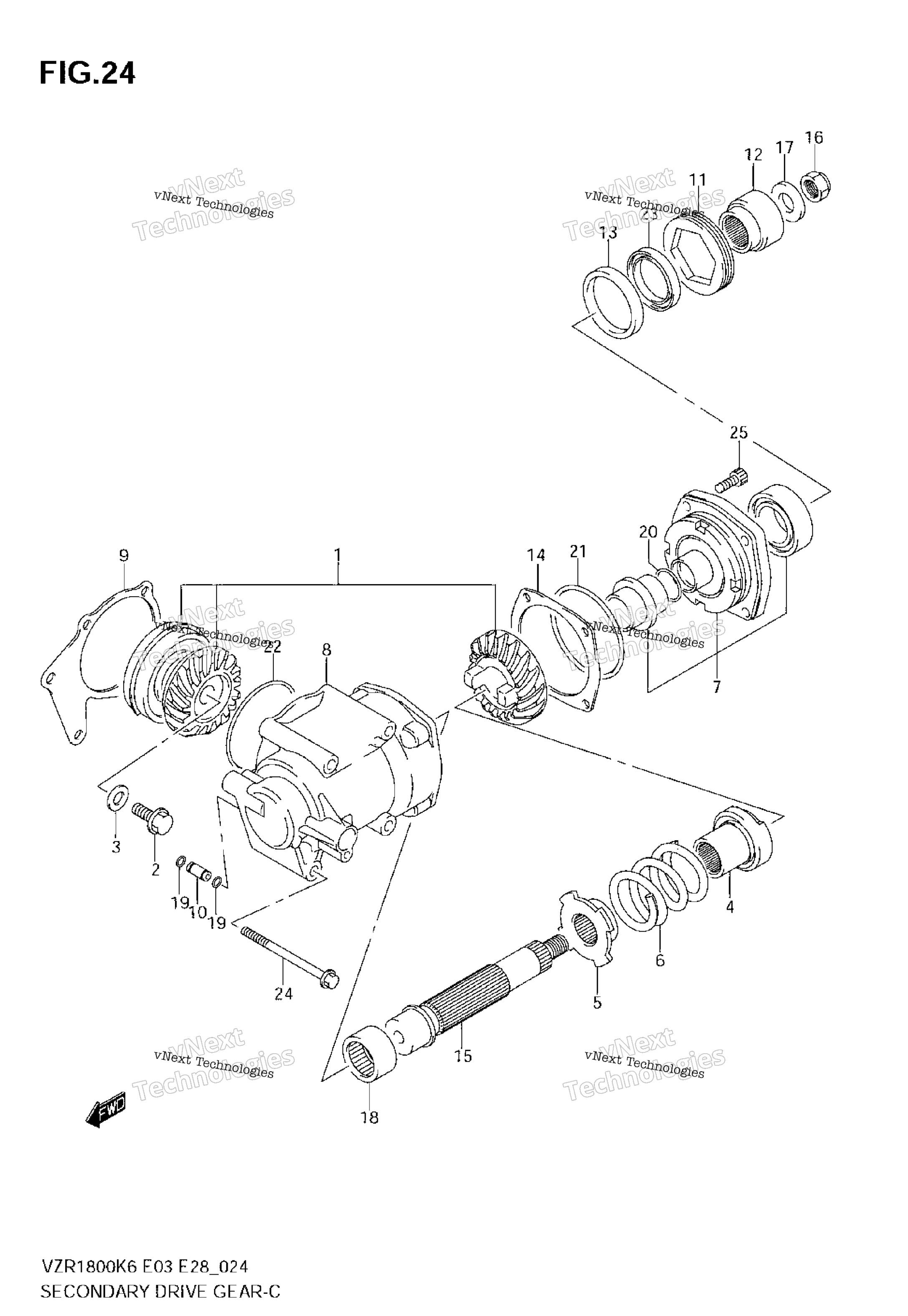 Secondary привод передача (Model K6 / K7)