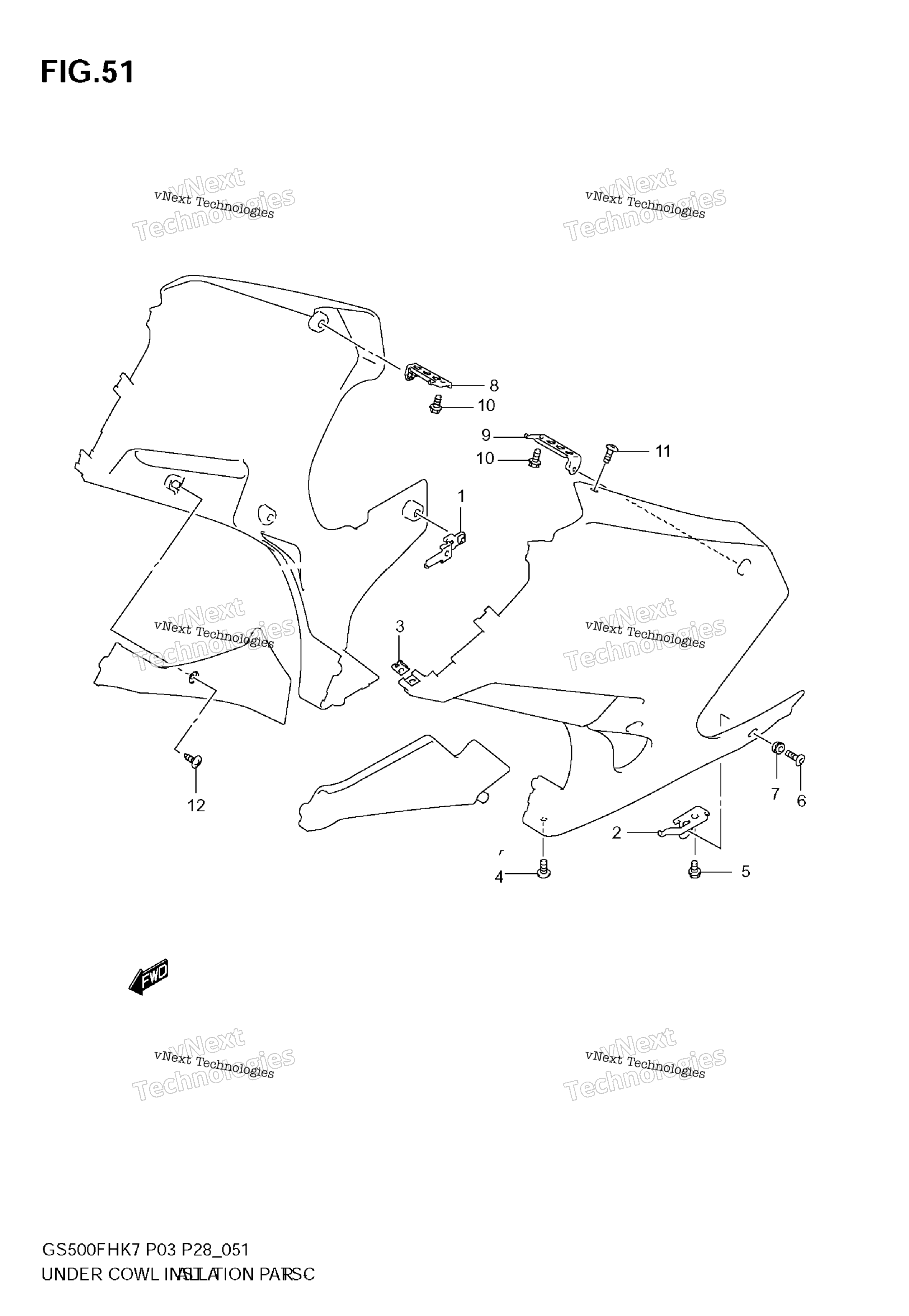 Нижний обтекатель Installation Parts (With Cowling)