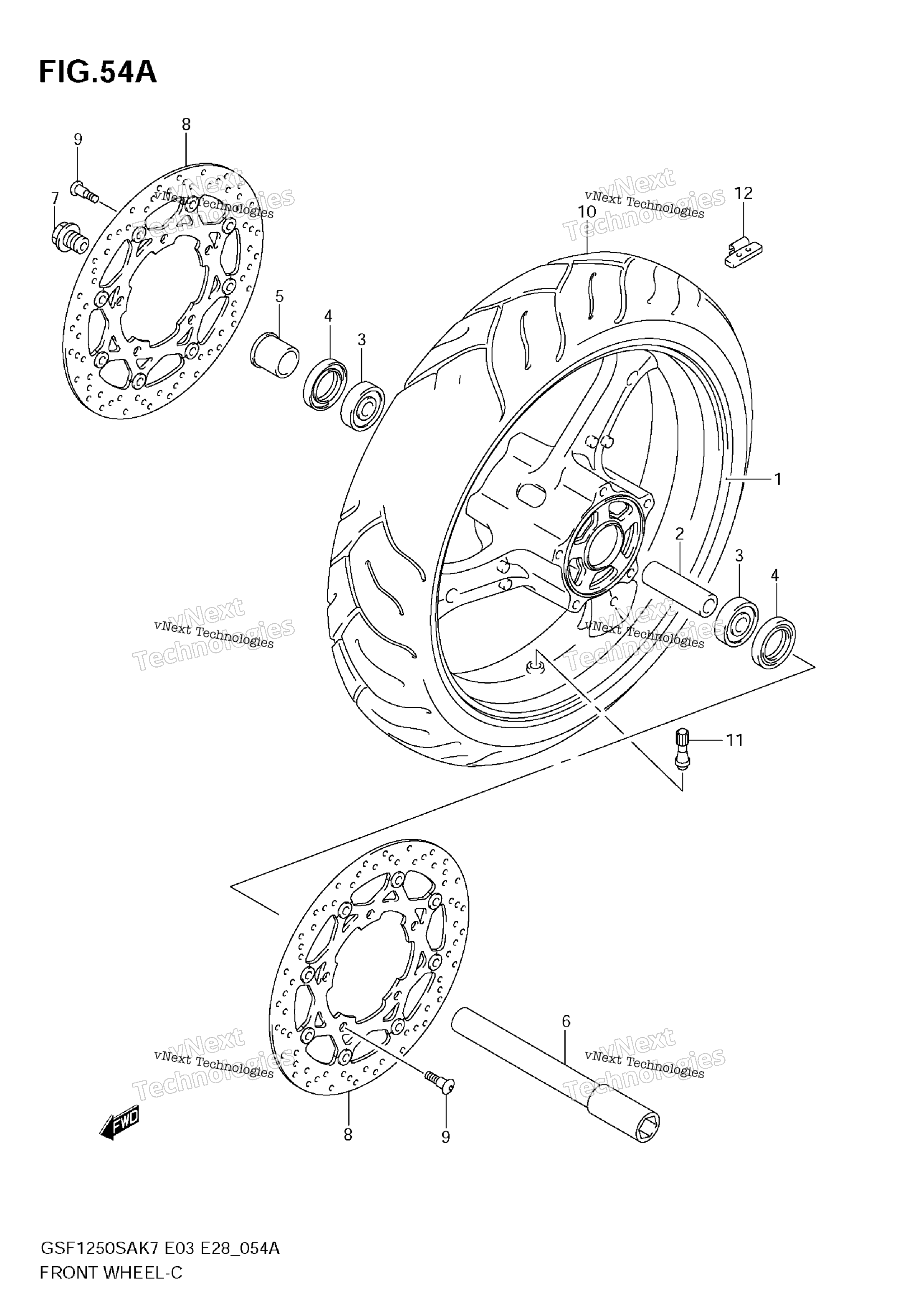 Переднее колесо (Gsf1250sk7/Sk8/Sk9)