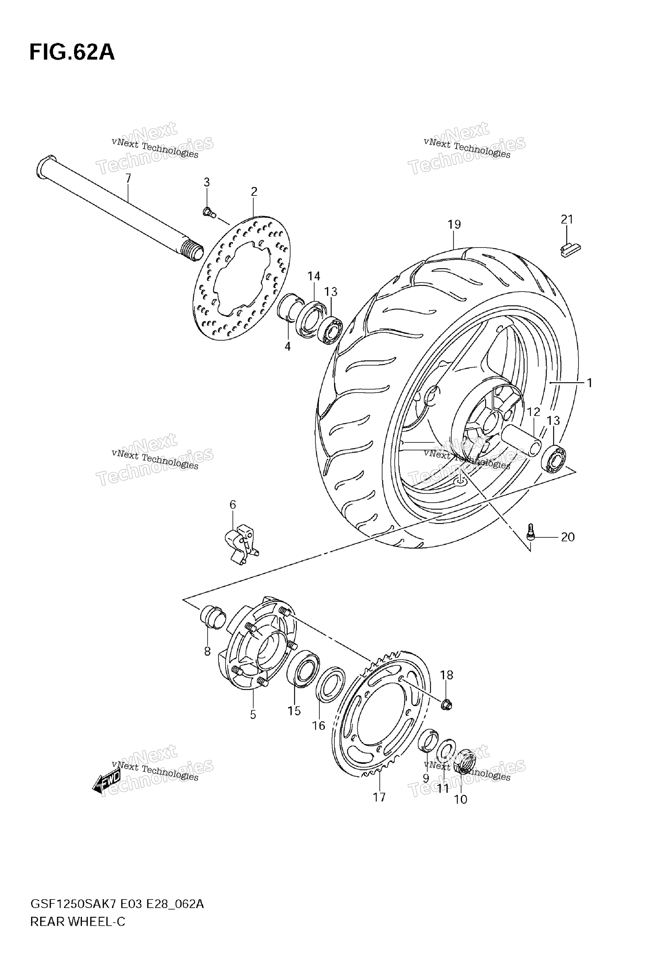 Заднее колесо (Gsf1250sk7/Sk8/Sk9)
