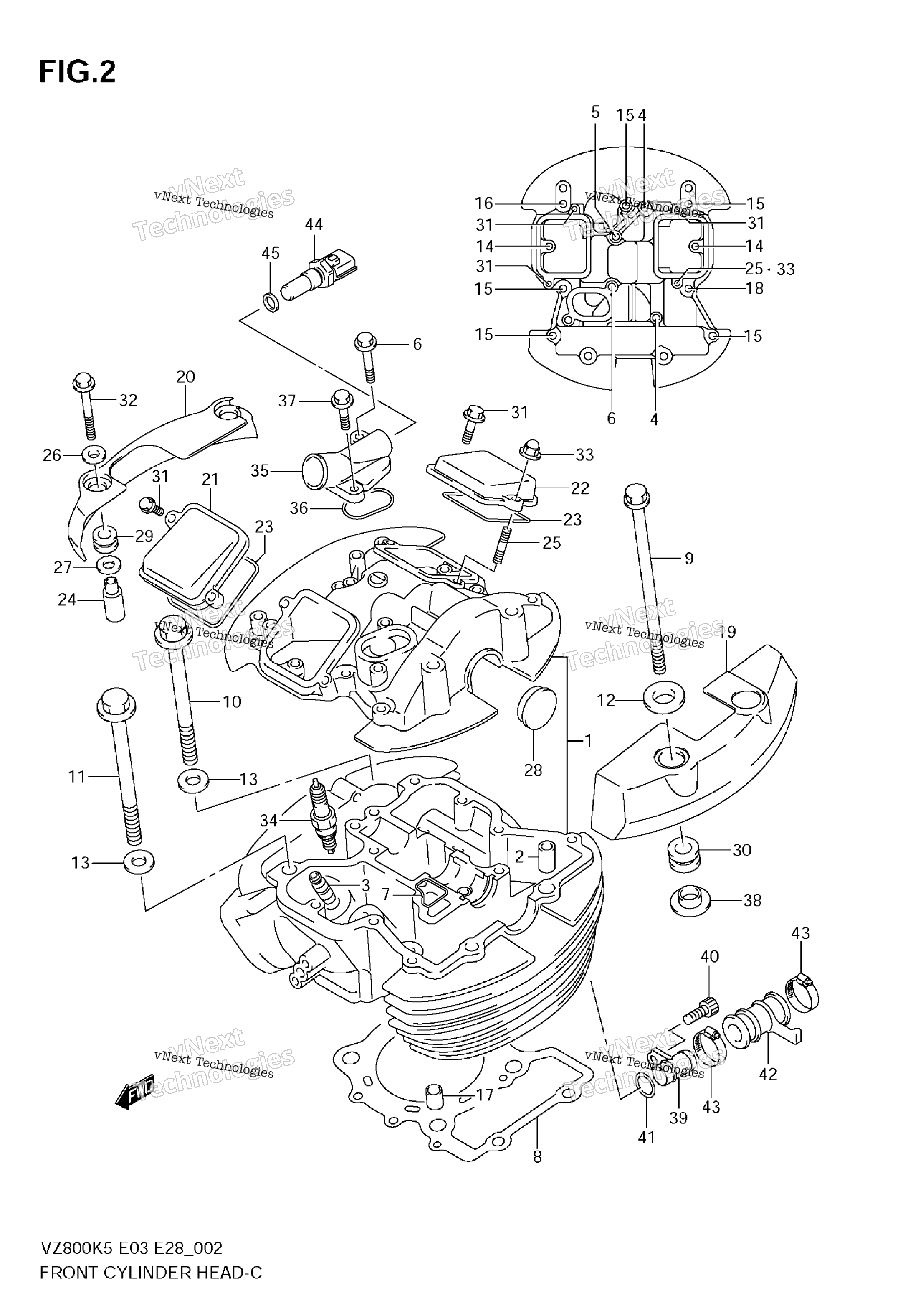 Передняя часть Cylinder Head (Model K5/K6/K7/K8)