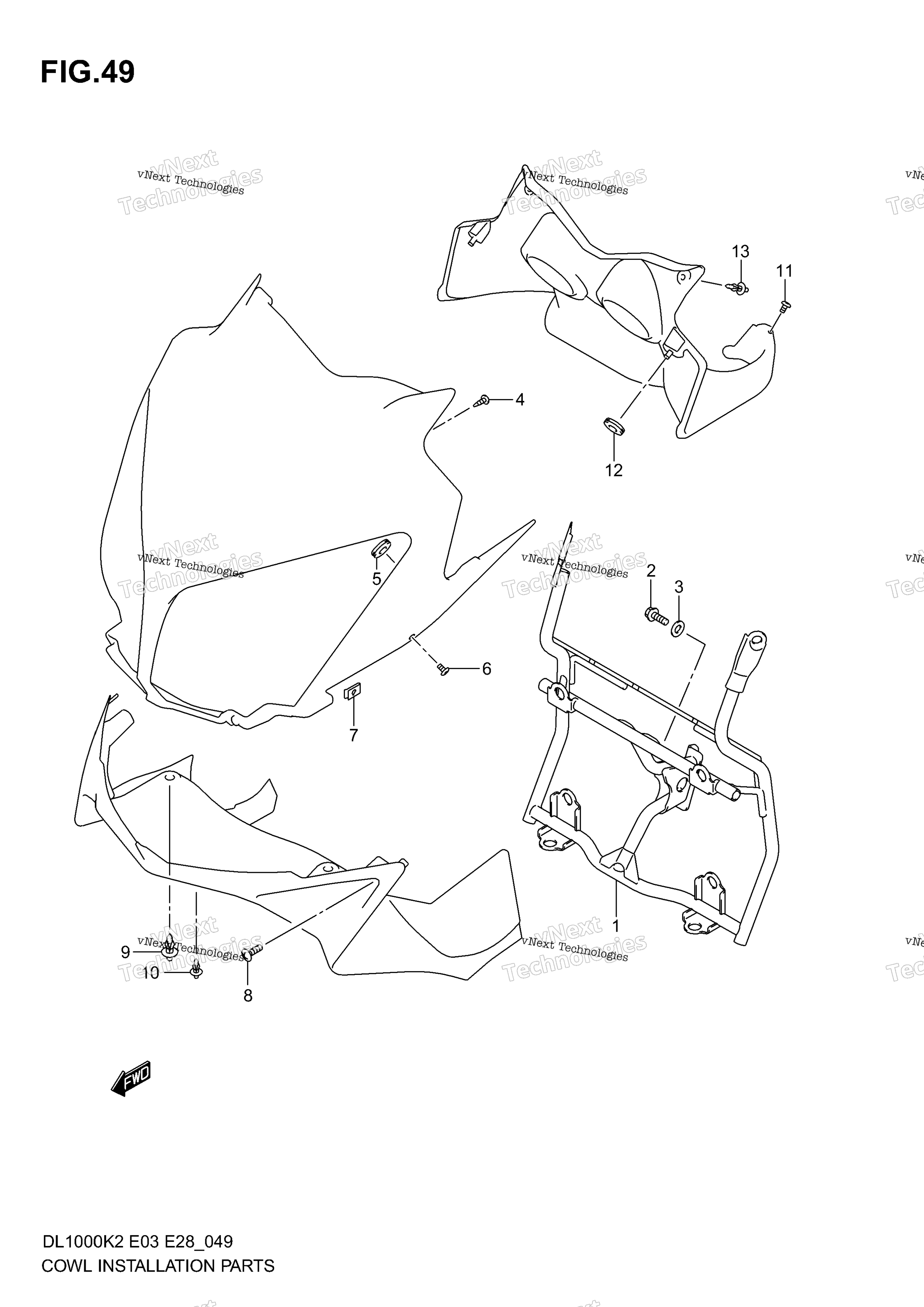 Cowl кузов Installation Parts (Model K2 / K3)