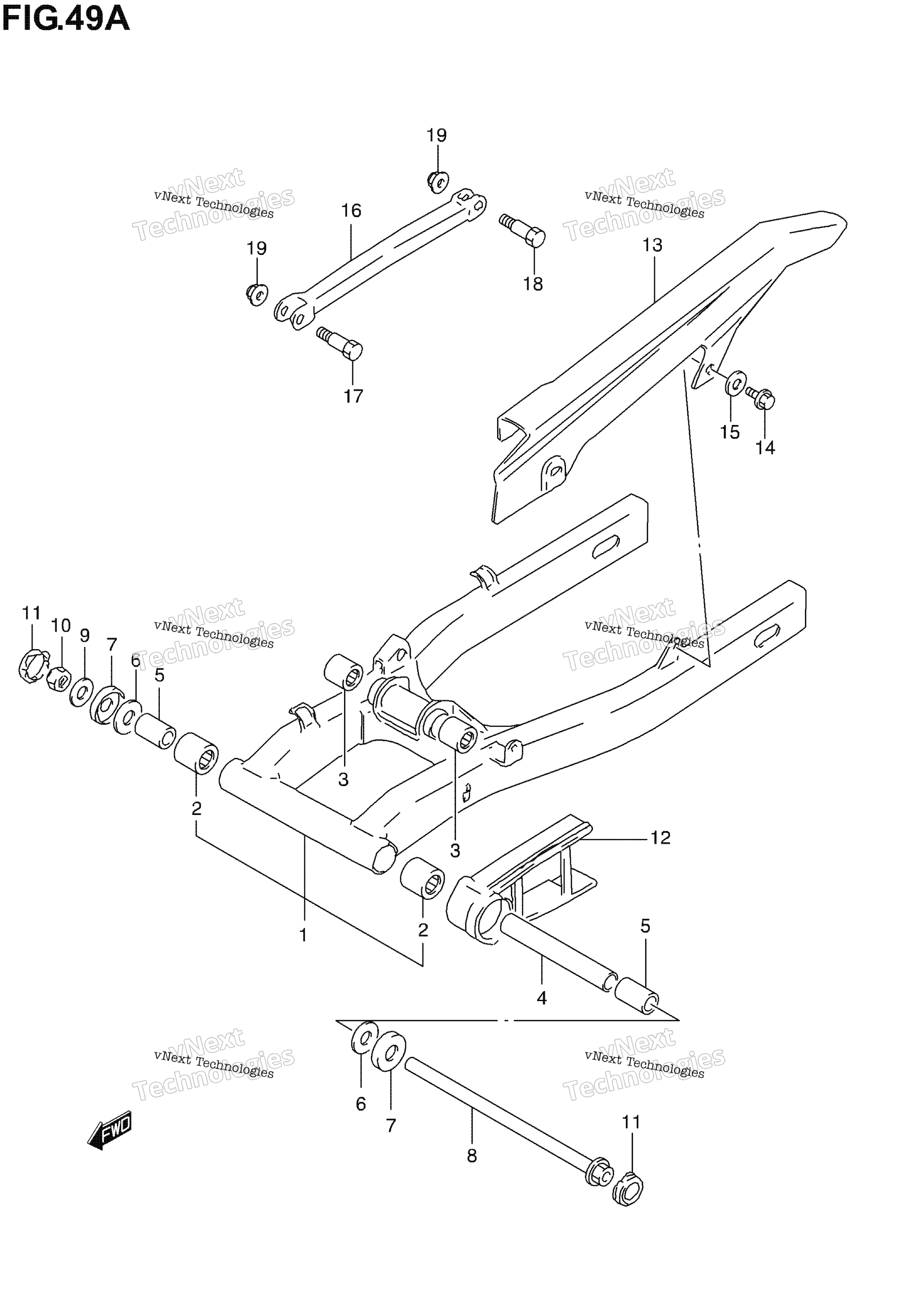 задний Swinging Arm (Model K4 / K5 / K6)