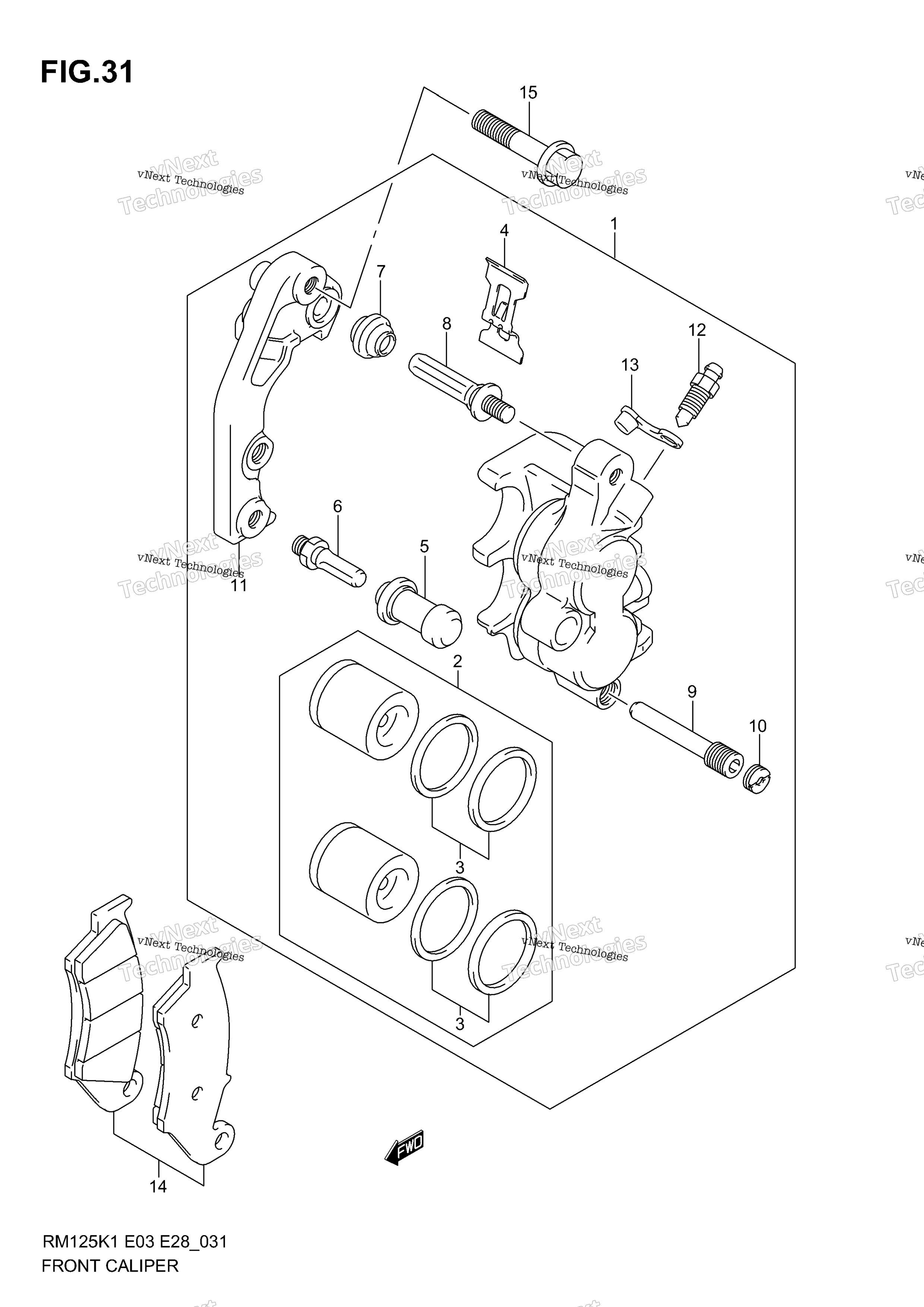 Передний суппорт (Model K1/K2/K3/K4)
