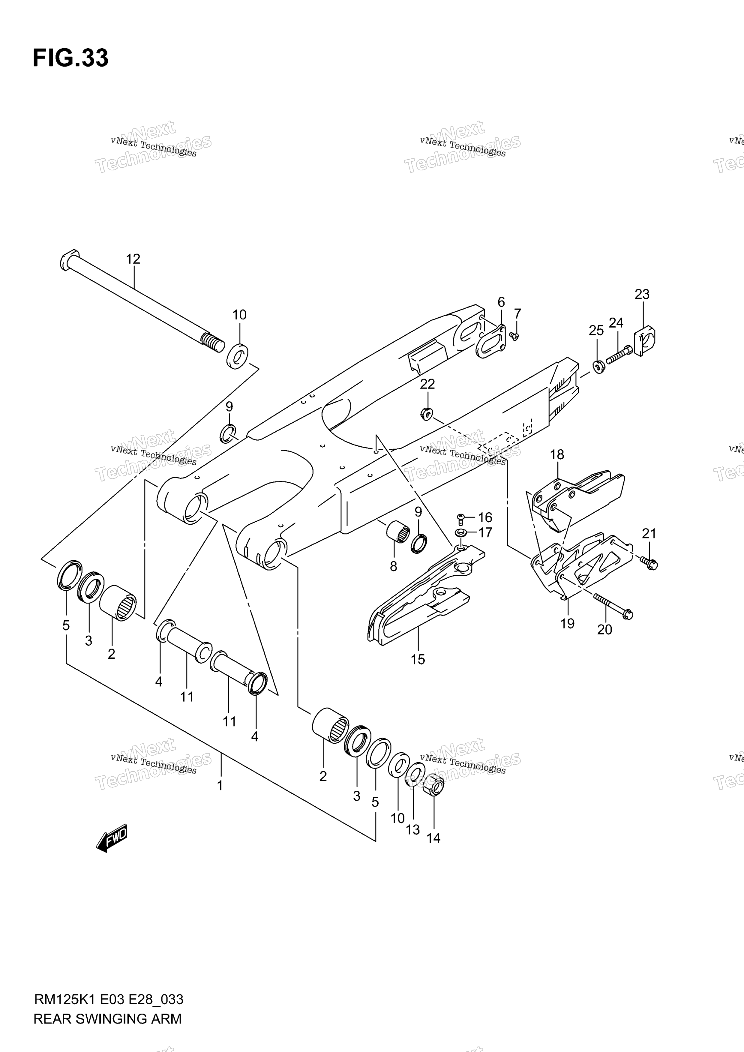 задний Swinging Arm (Model K1 / K2 / K3)