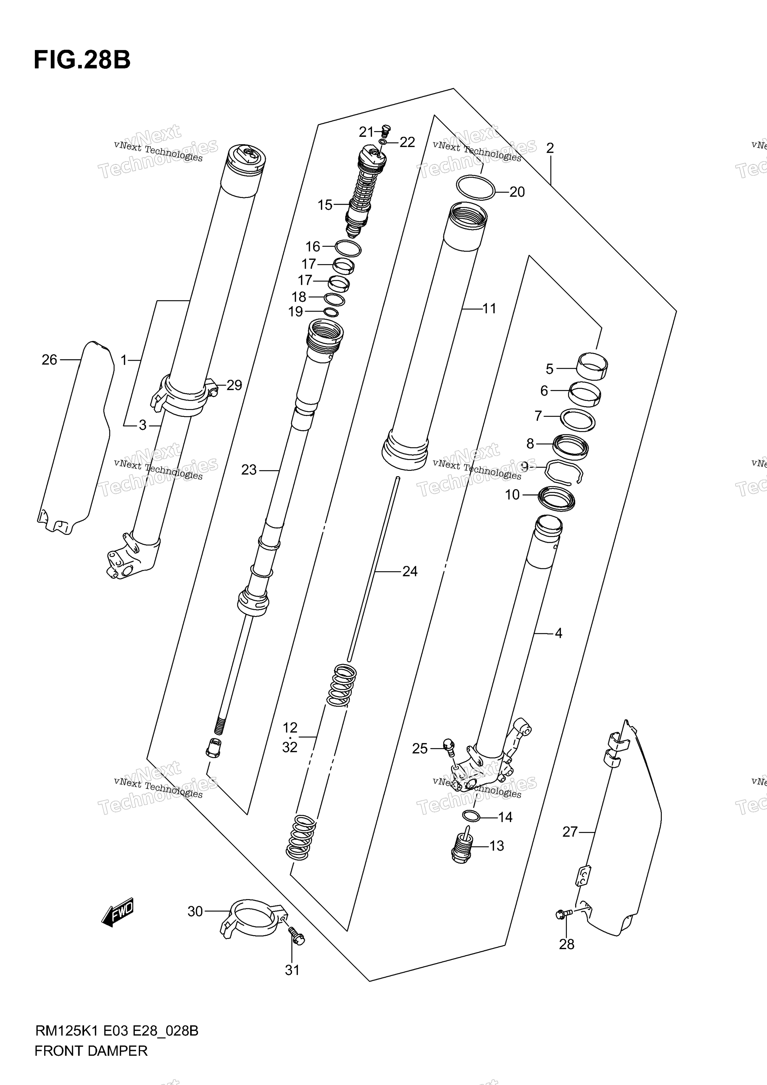 Передний амортизатор (Model K3)