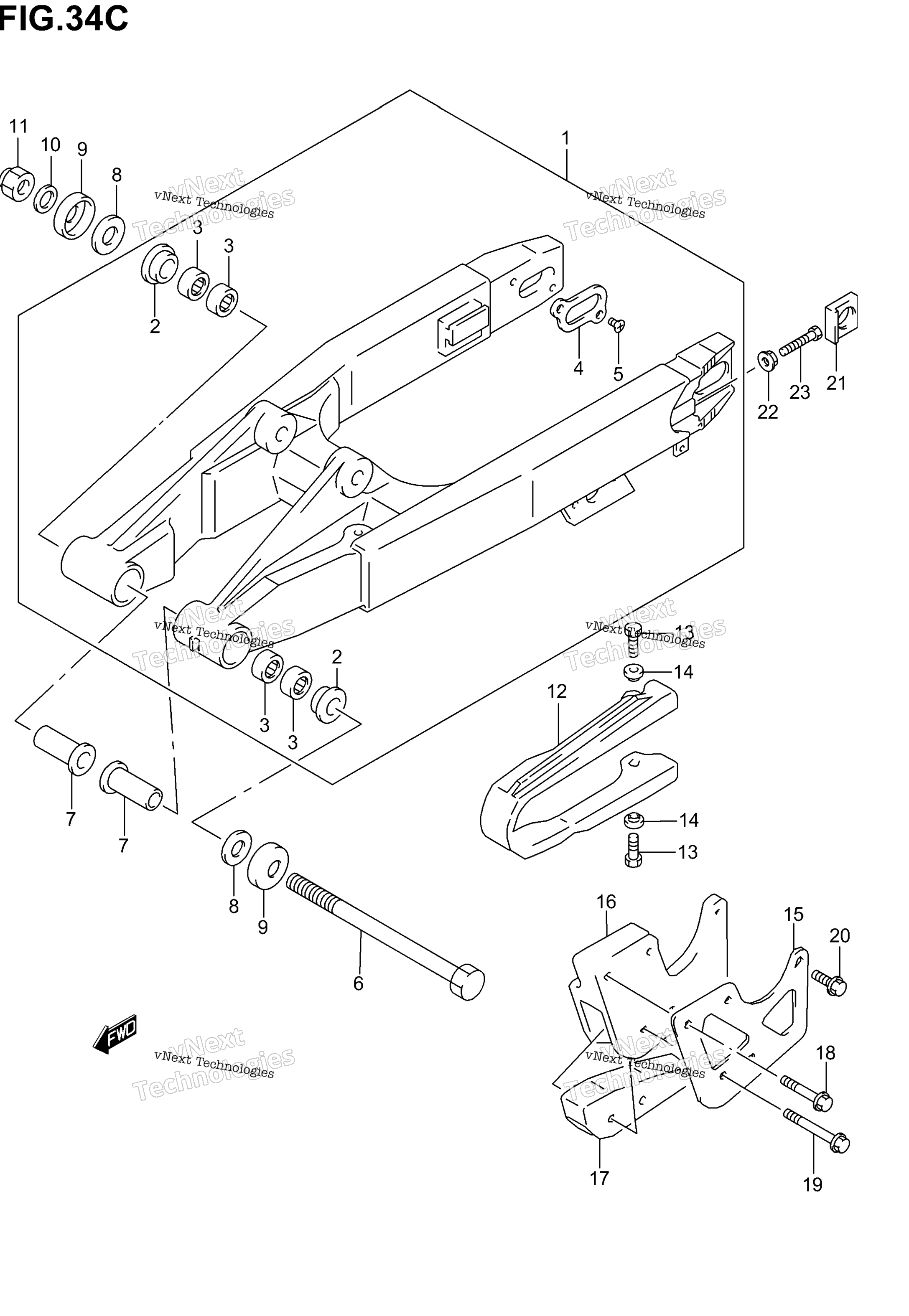 задний Swinging Arm (Model K5 / K6)