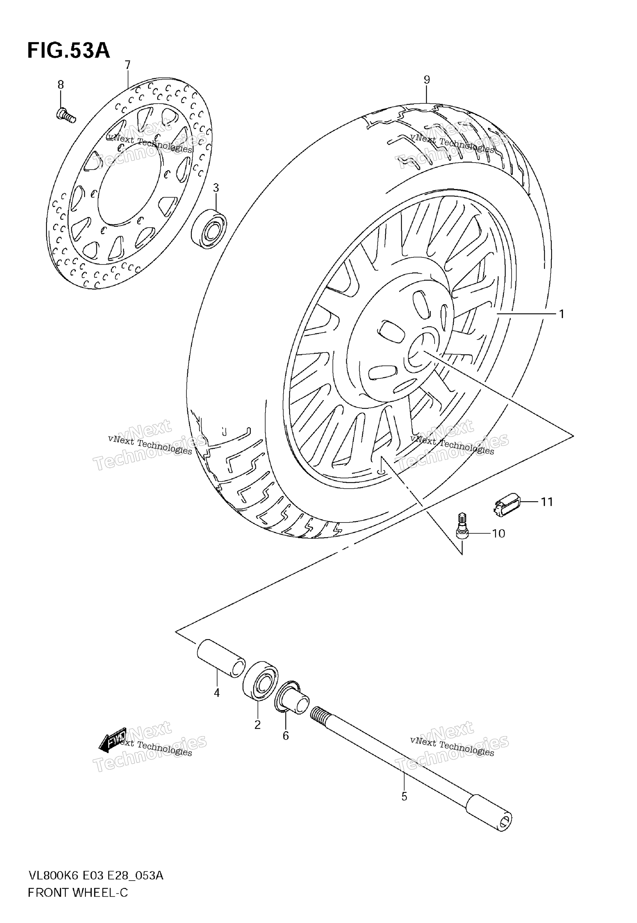 Переднее колесо (Vl800ck6/Ck7/Ck8/Ck9)