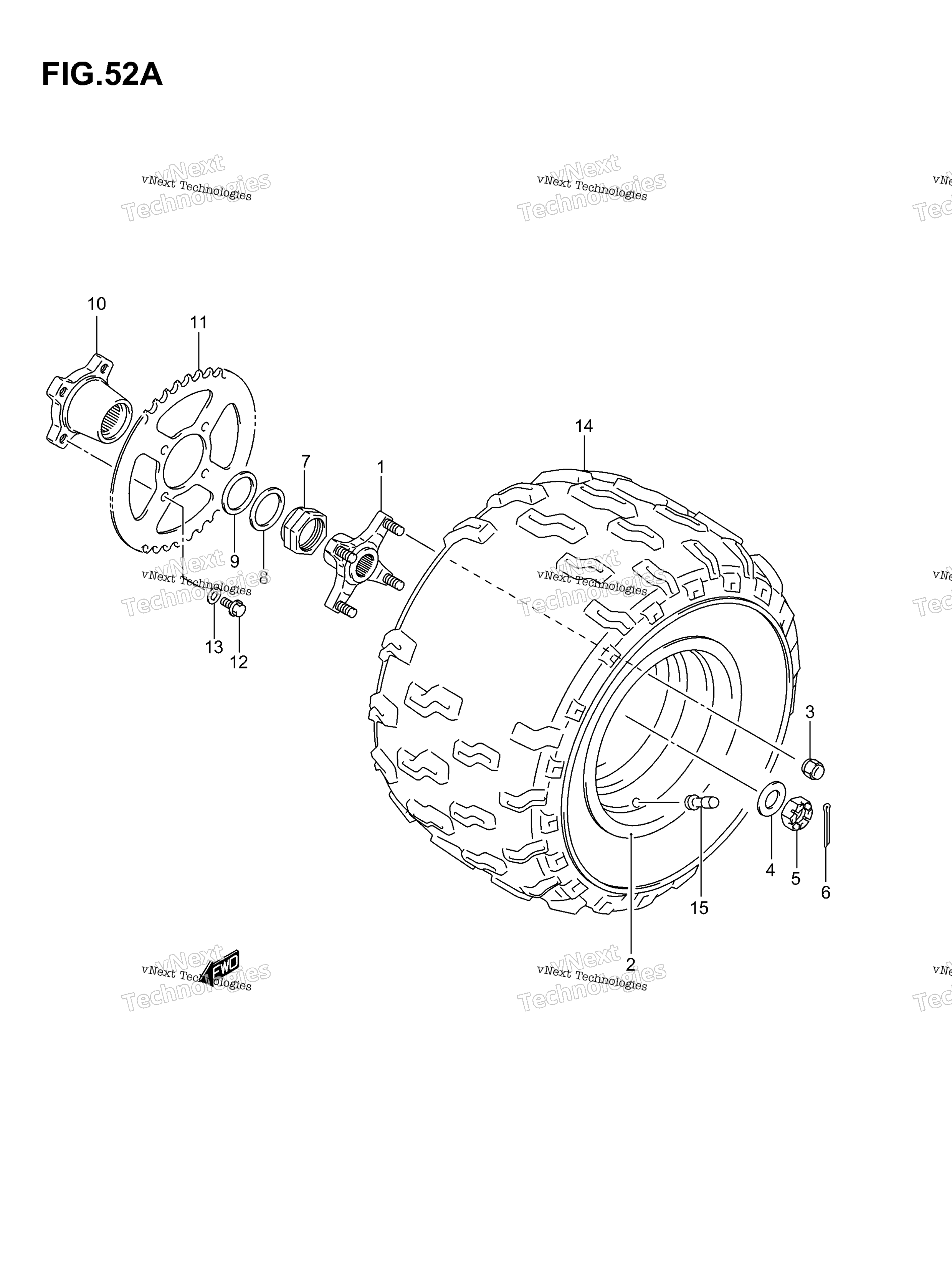 Заднее колесо (лев.) (Model K5/K6/K7)