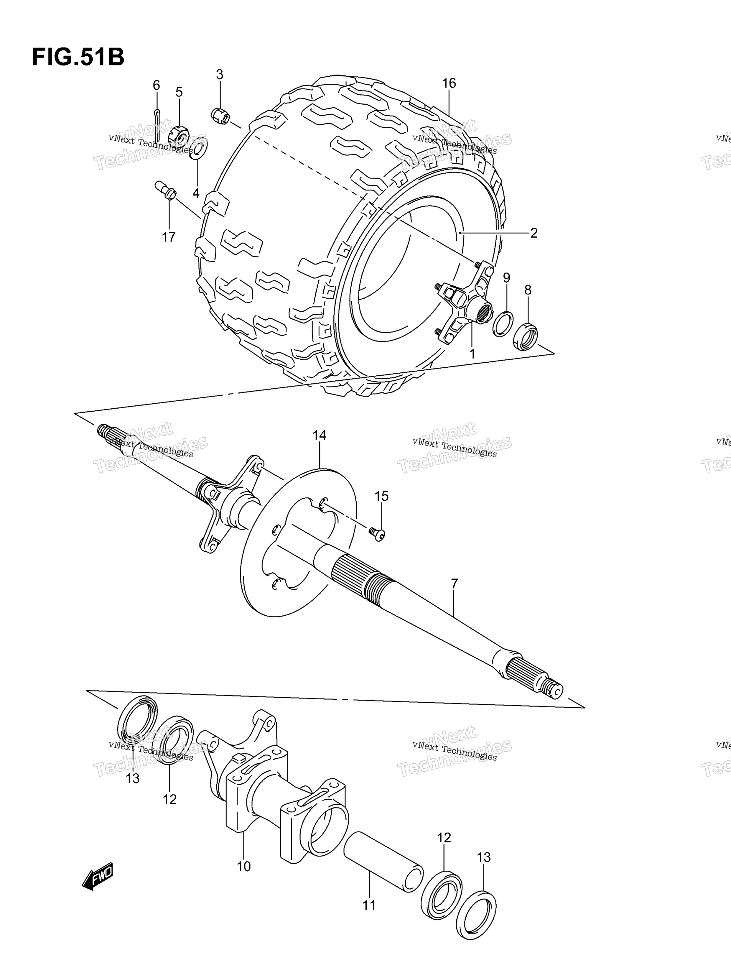 Заднее колесо (прав.) (Model K5/K6/K7)