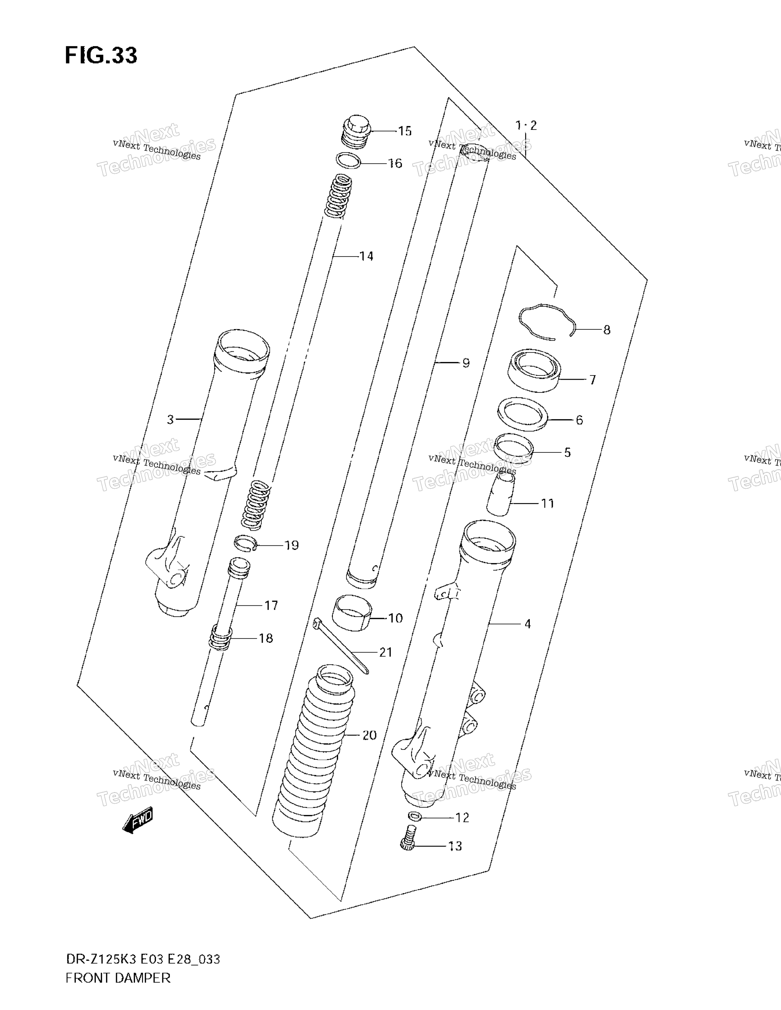 Передний амортизатор (Dr-Z125lk3/Lk4/Lk5/Lk6/Lk7)