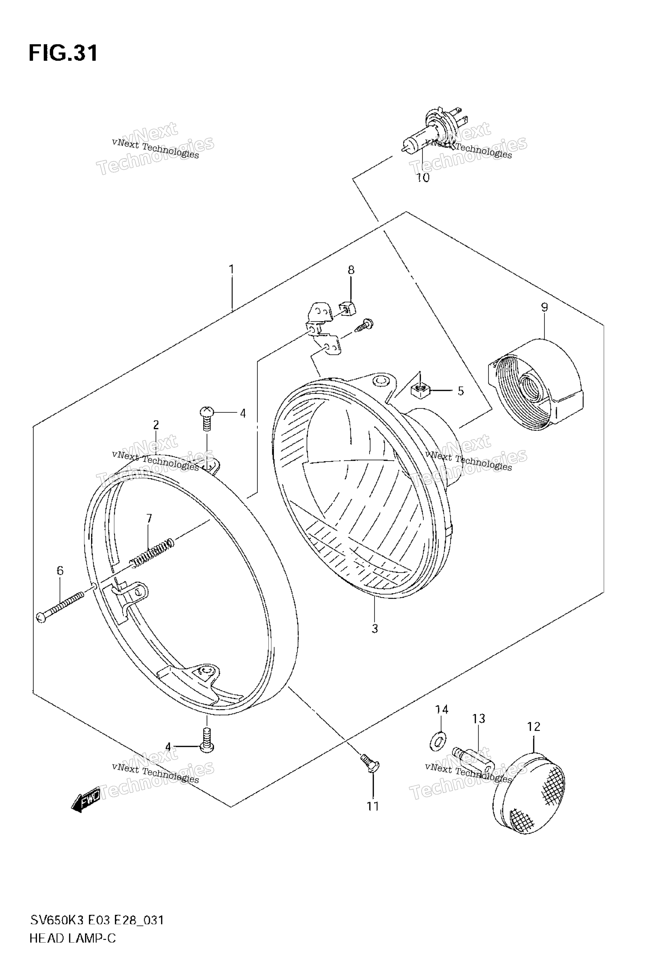 Фара (Sv650k3/K4/K5/K6/K7/Ak7)