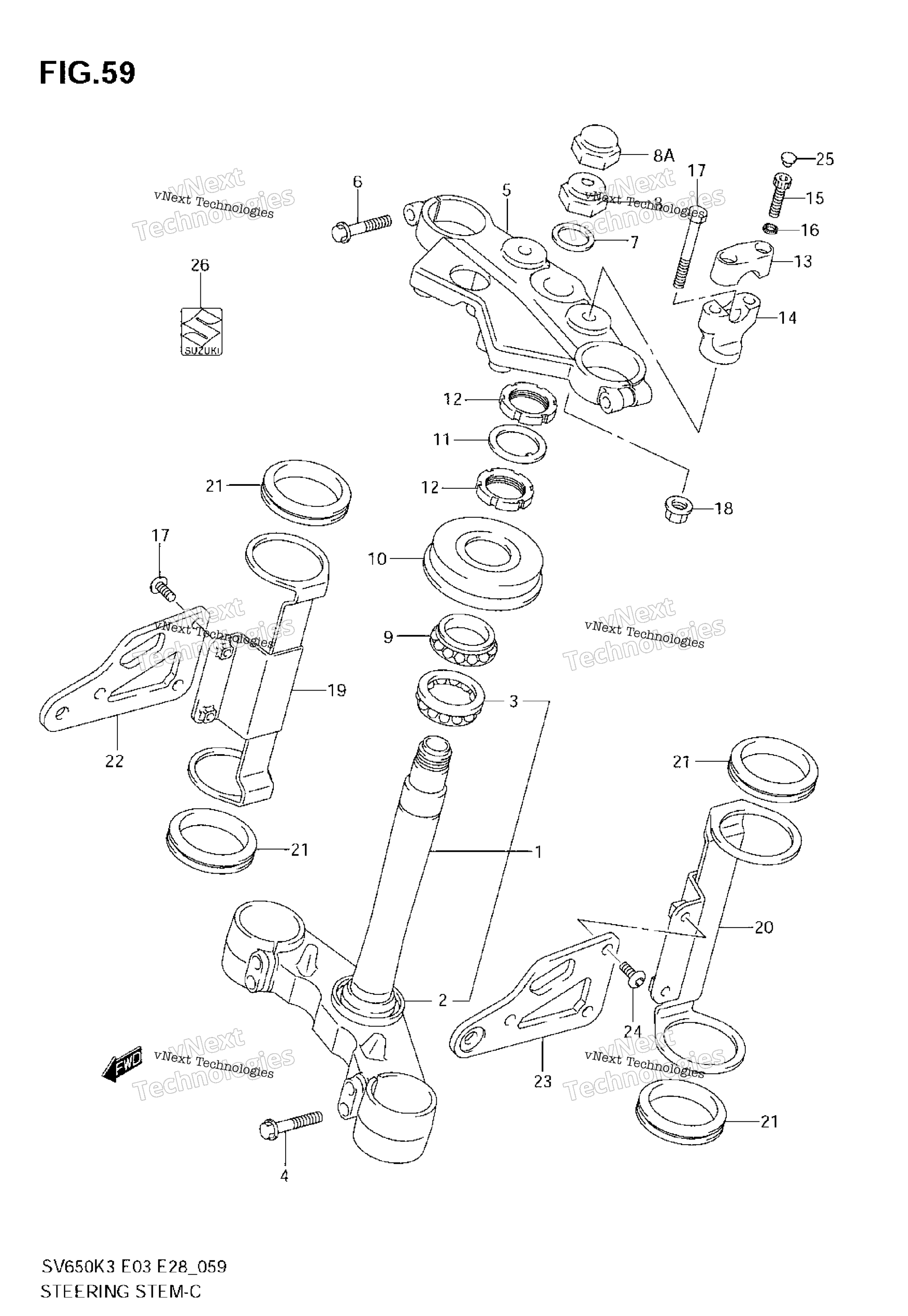 Рулевая колонка (Sv650k3/K4/K5/K6/K7/Ak7)