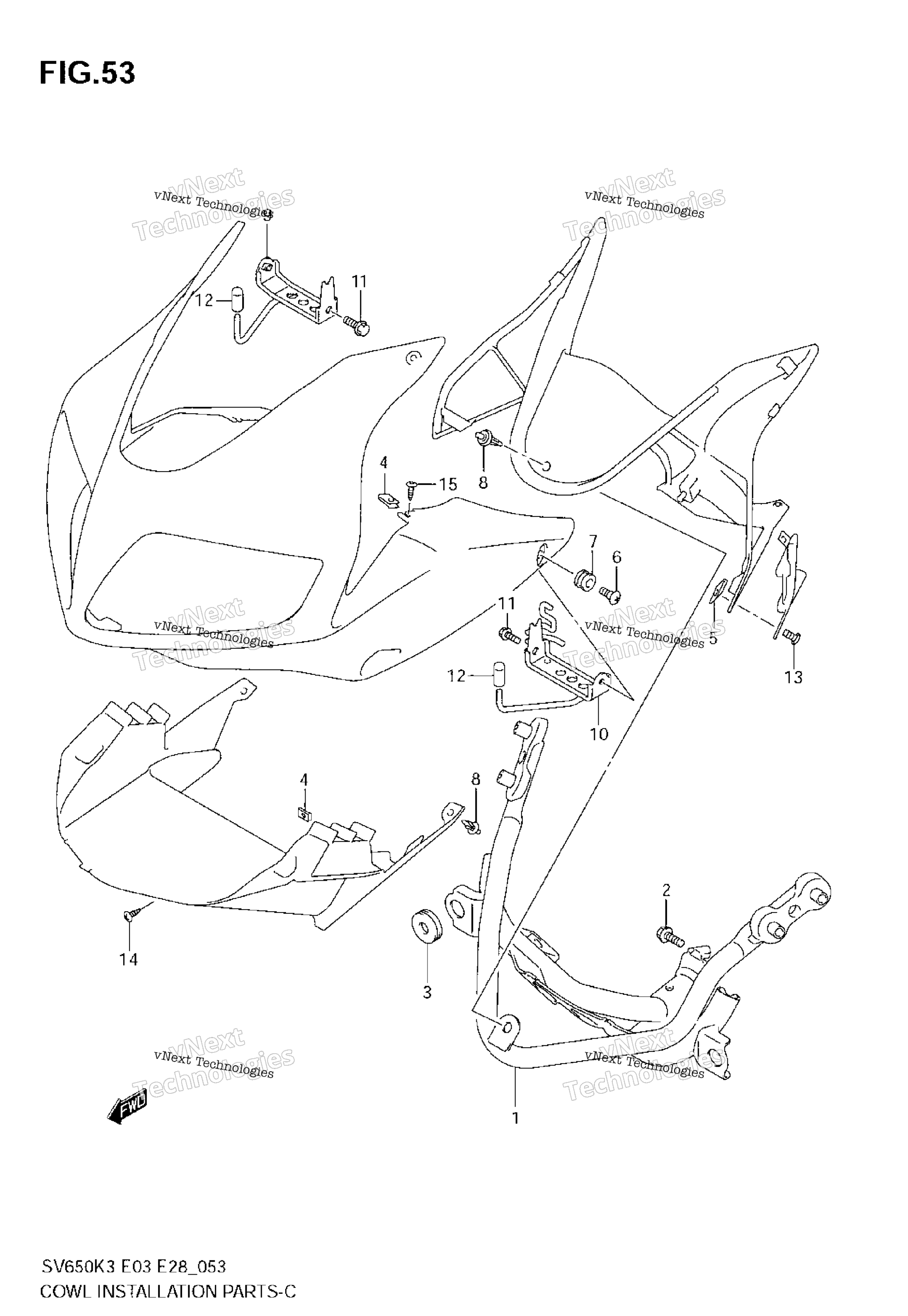 Обтекатель Installation Parts (With Cowling)