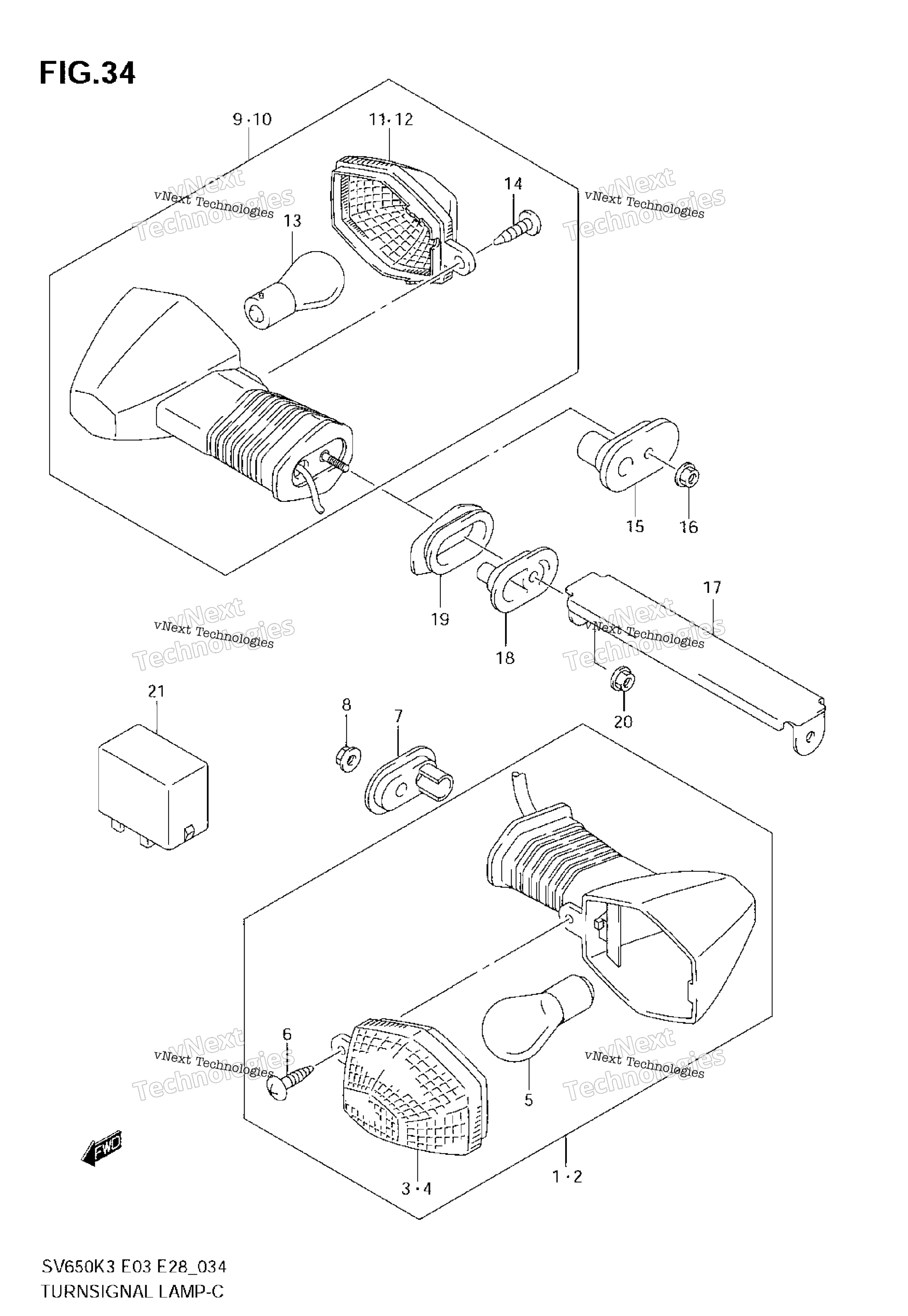 Указатель поворота (Sv650sk3/Sk4/Sk5/Sk6/Sk7/Sak7)