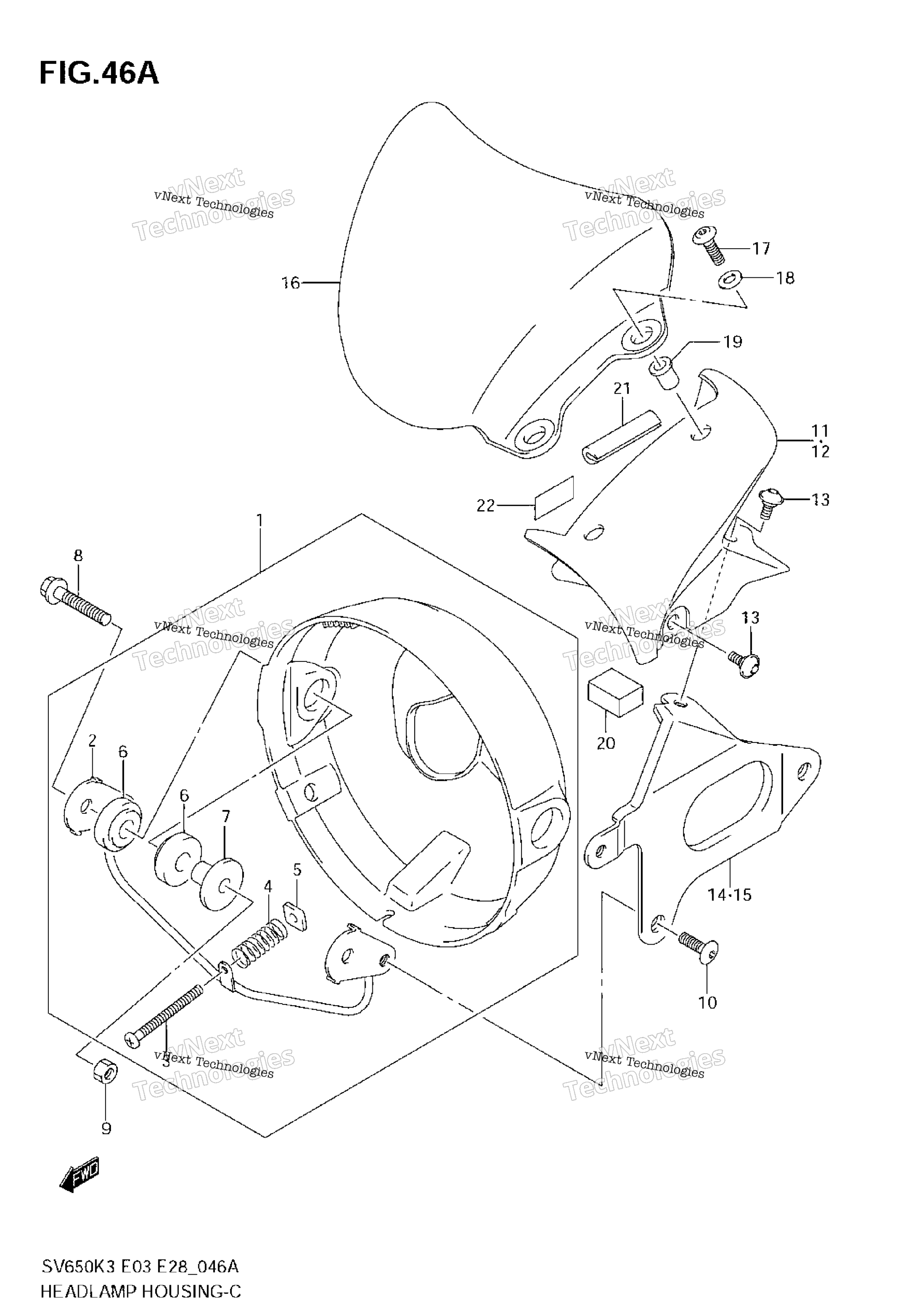 Корпус фары (Sv650k5/K6)