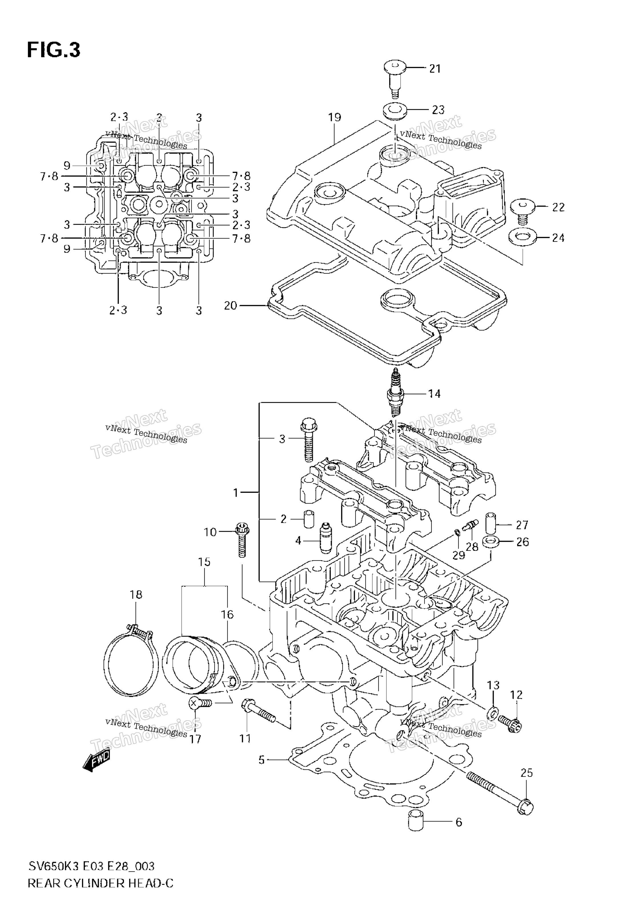 задний цилиндр головка (Model K3 / K4 / K5 / K6)