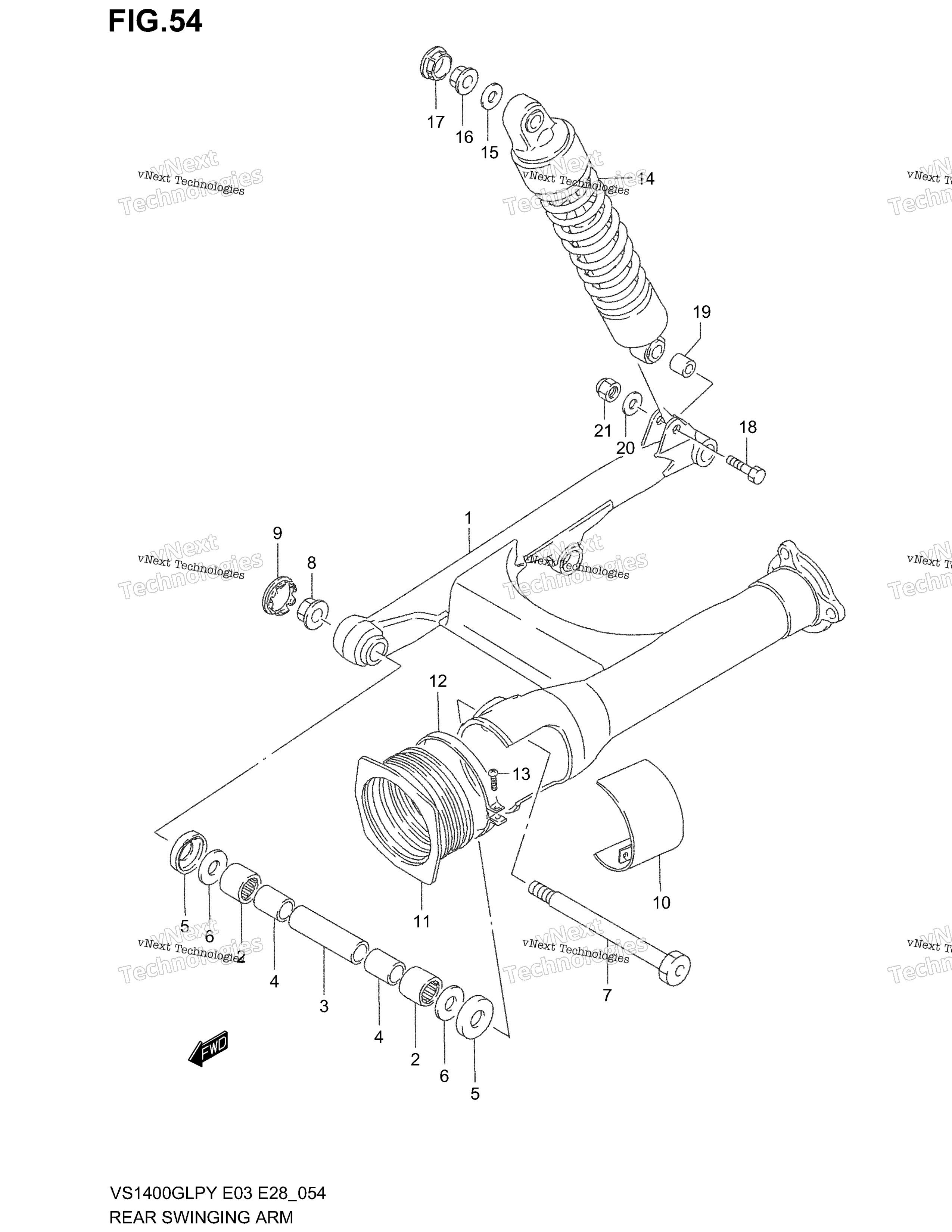 задний Swinging Arm (Model T / V / W / X / Y)