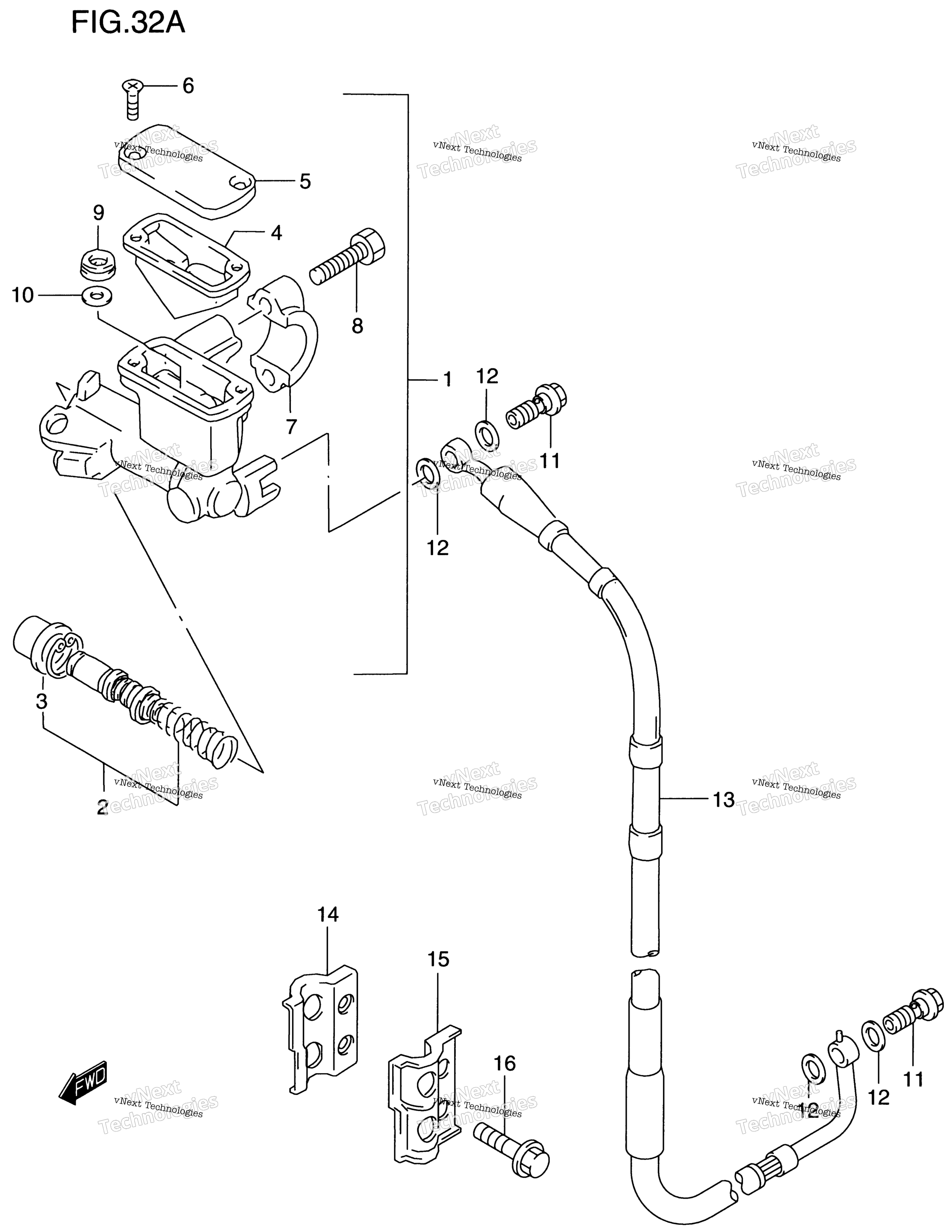 Передний главный цилиндр тормоза (Model X/Y)
