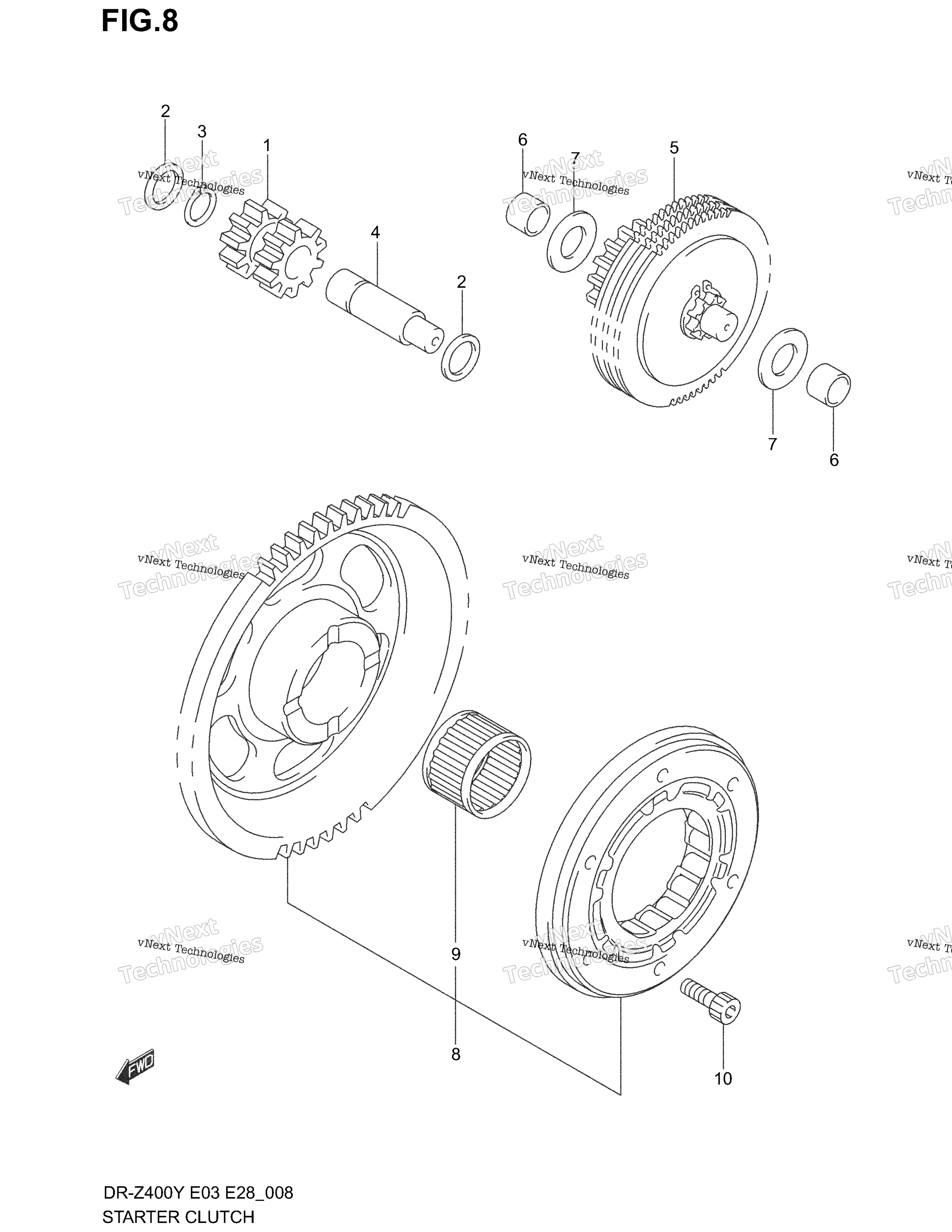 Сцепление стартера (Dr-Z400ey/Ek1/Ek2/Ek3/Ek4)
