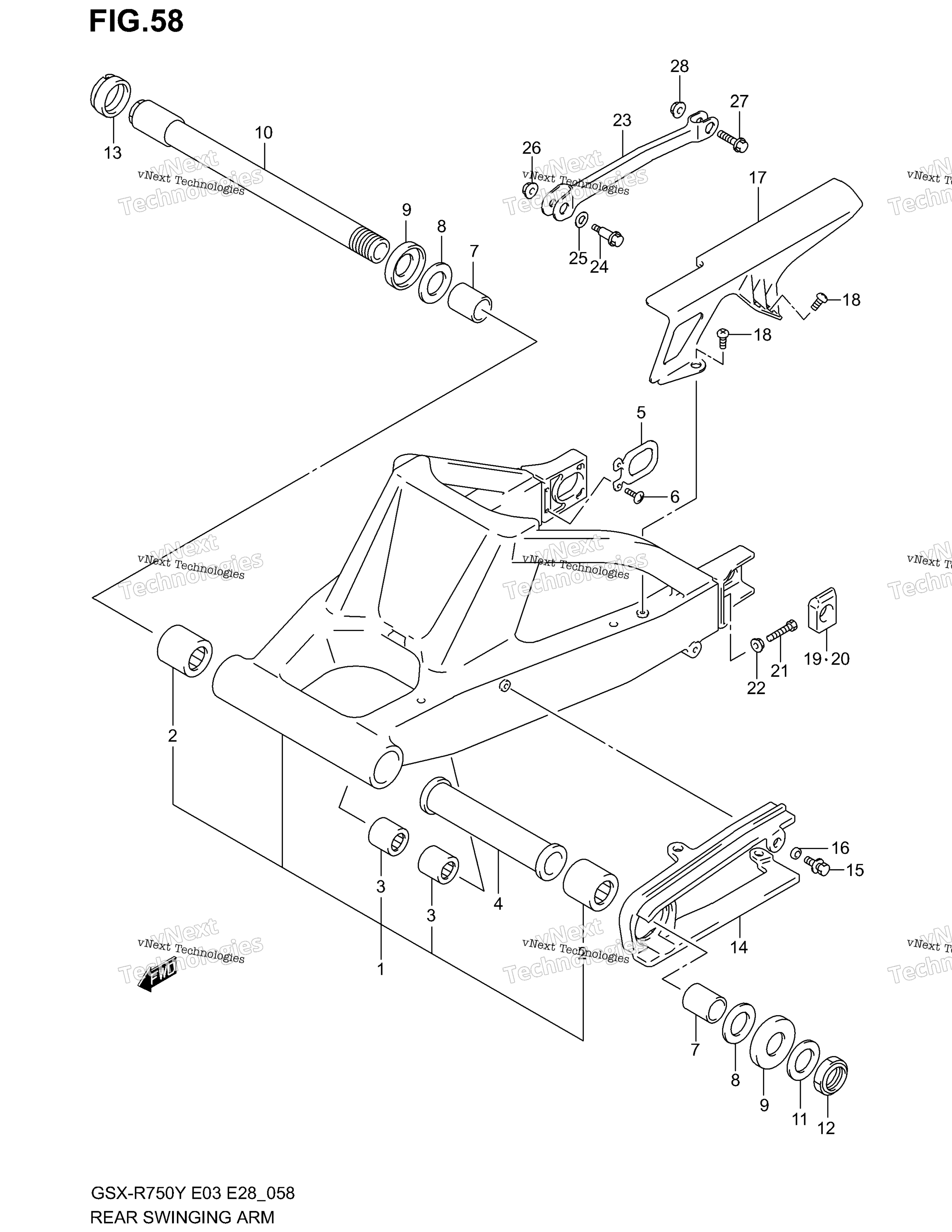 задний Swinging Arm (Model Y / K1)