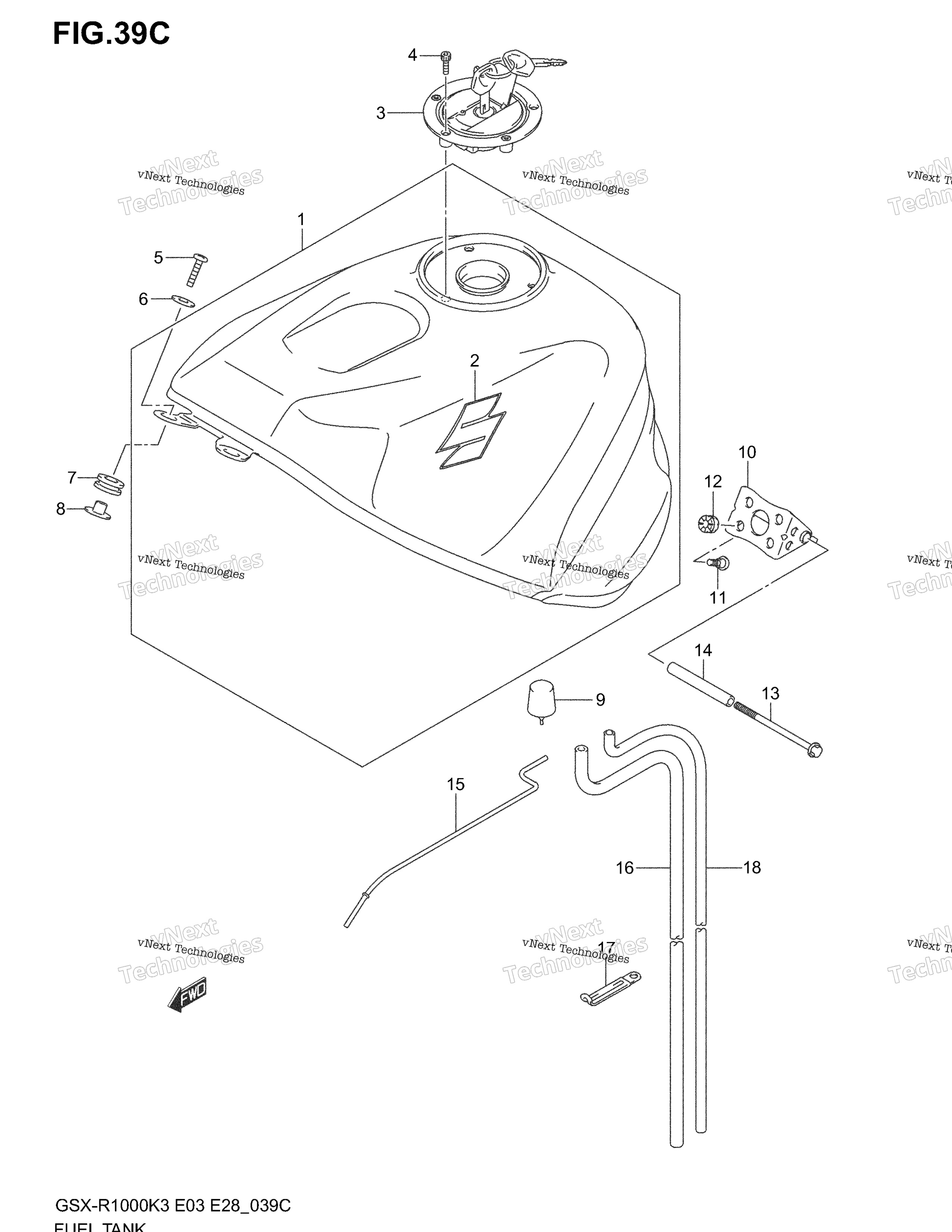 Топливный бак (Gsx-R1000zk4 E28)