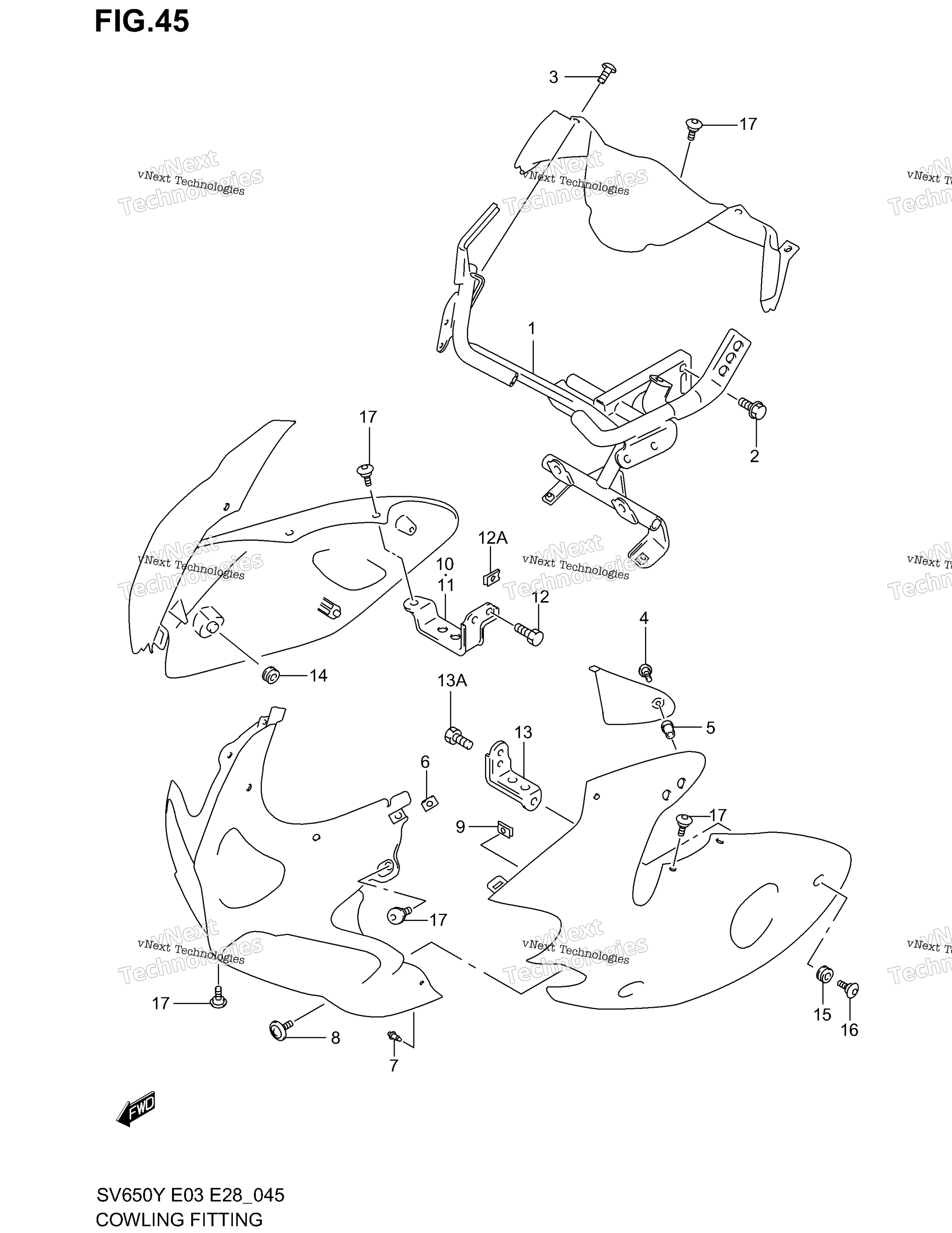Обтекатель Instalation Parts (Sv650sx/Sy/Sk1/Sk2)