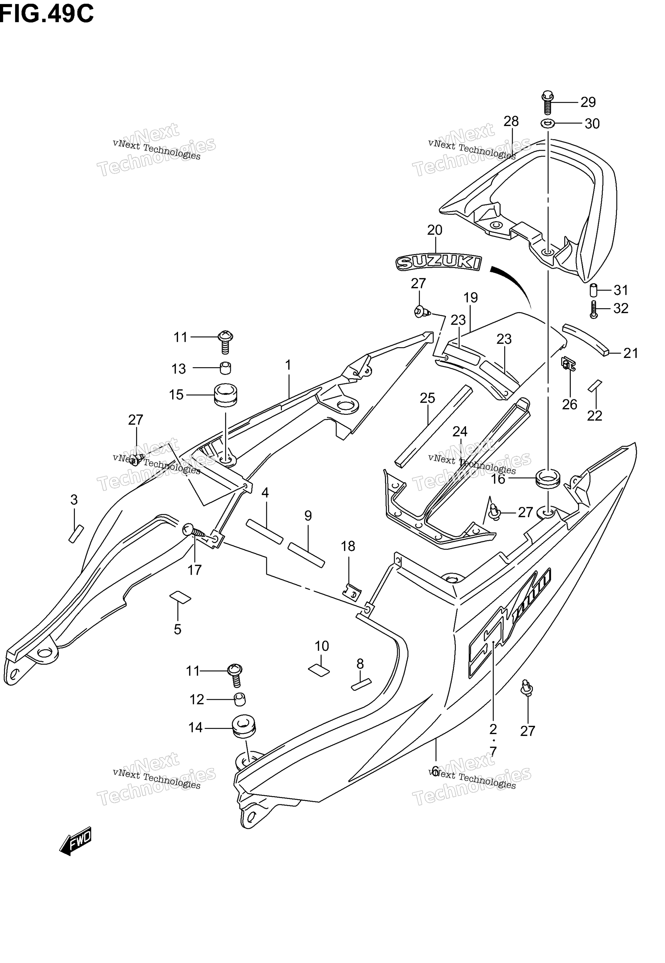 сиденье Tail крышка (Sv1000k4) Not For U.S. Market