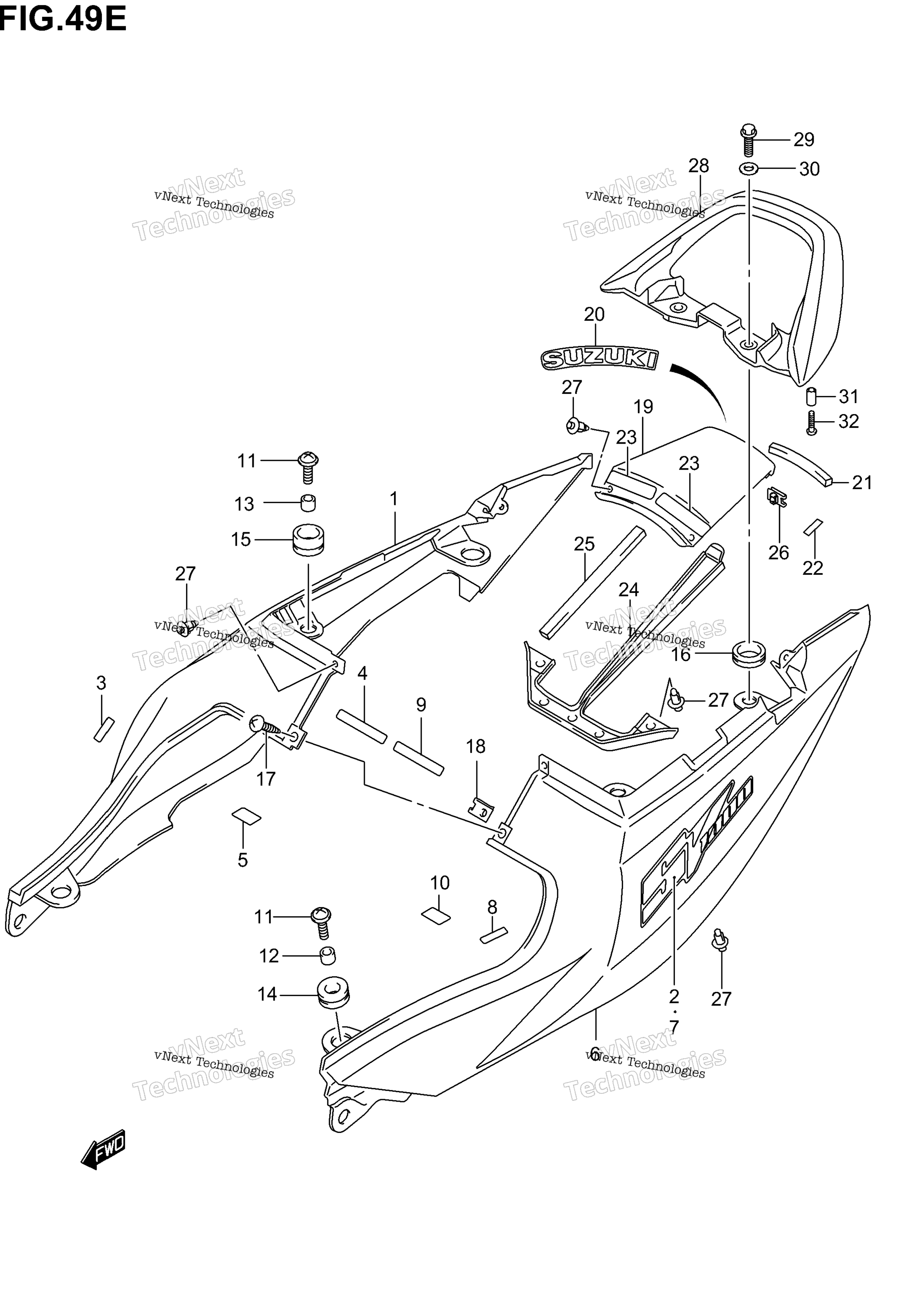 сиденье Tail крышка (Sv1000k5) Not For U.S. Market