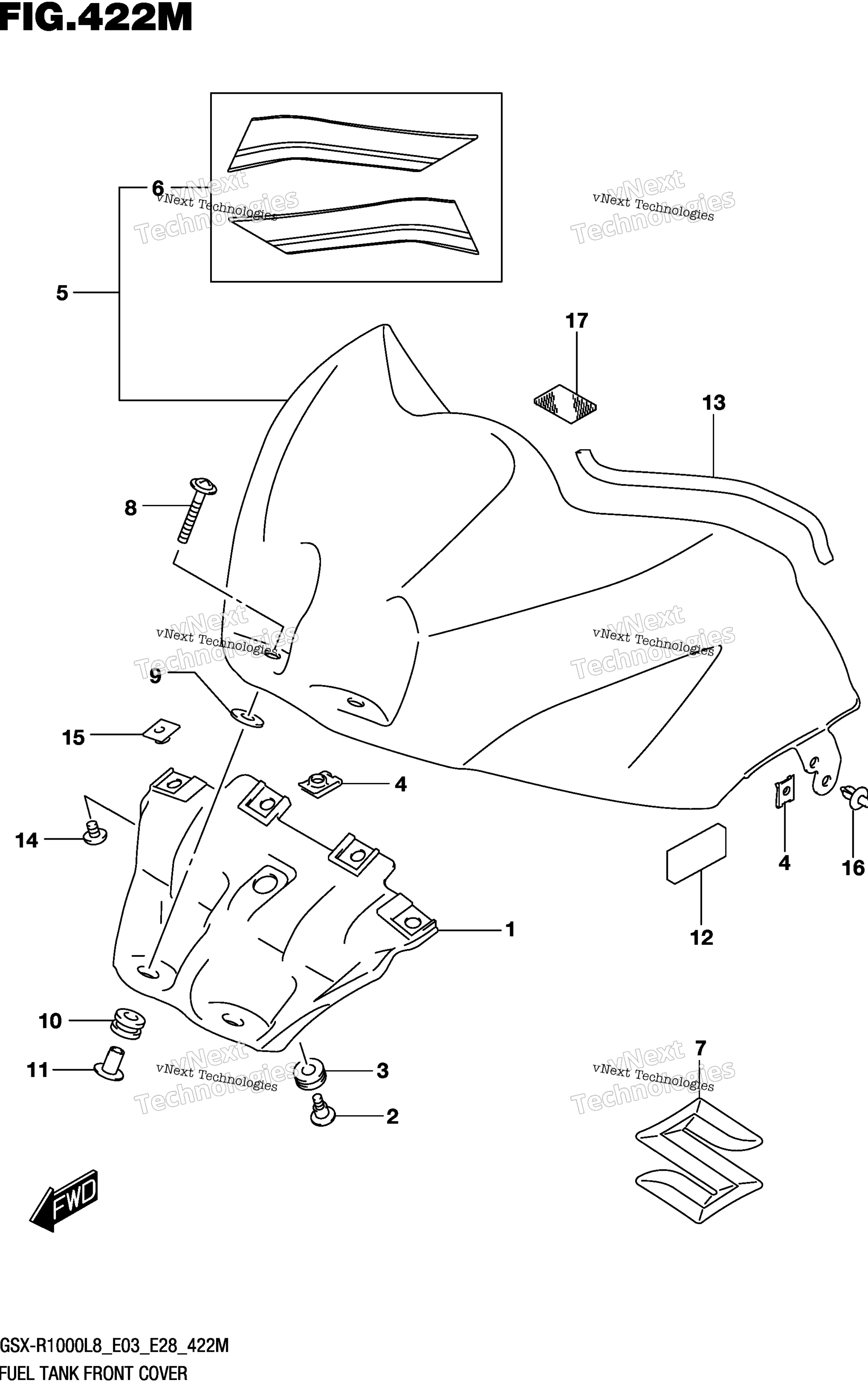 Топливный бак Front Cover (Gsx-R1000rzl8 E28)
