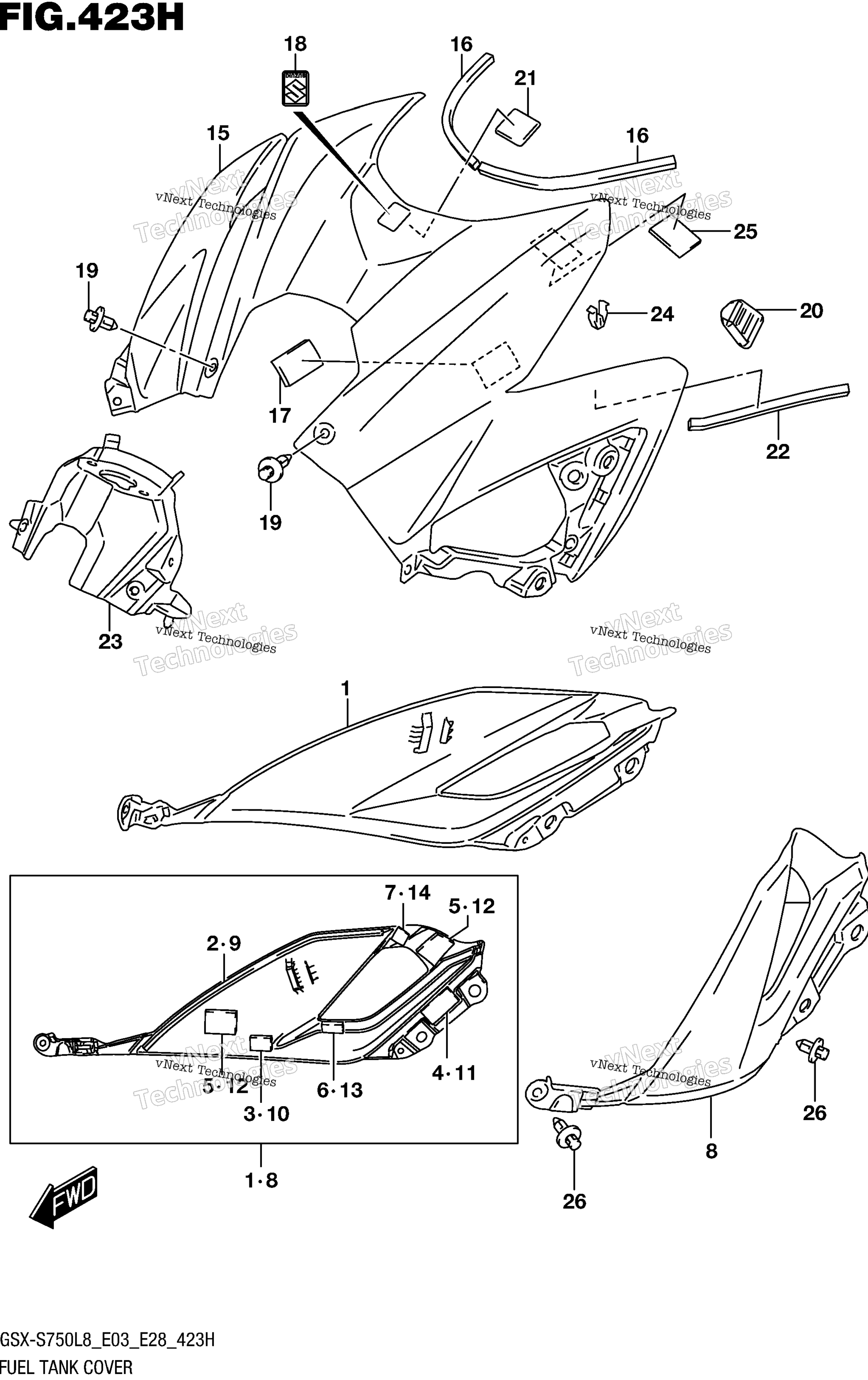 Топливный бак Cover (Gsx-S750azl8 E33)