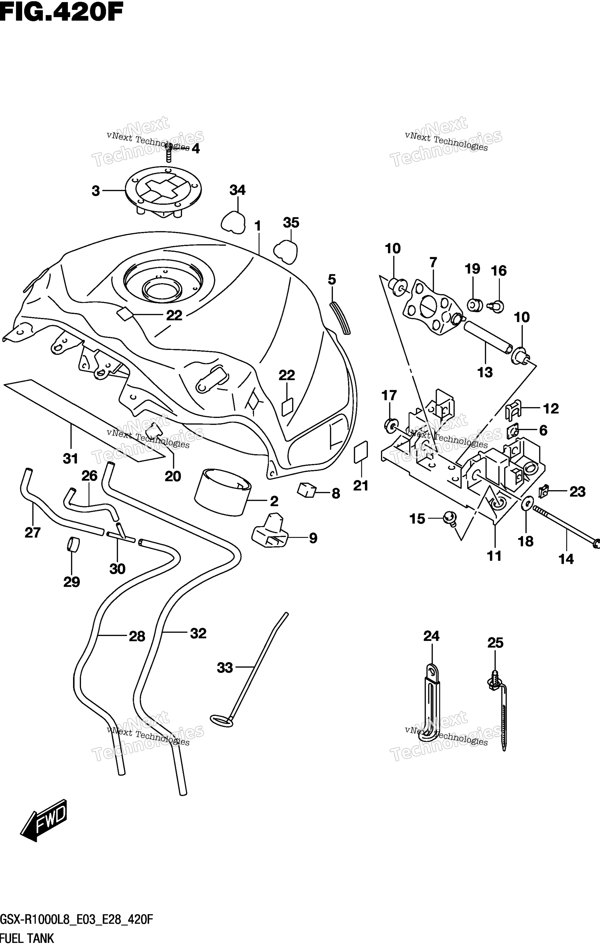 Топливный бак (Gsx-R1000al8 E03) (For Ykv)