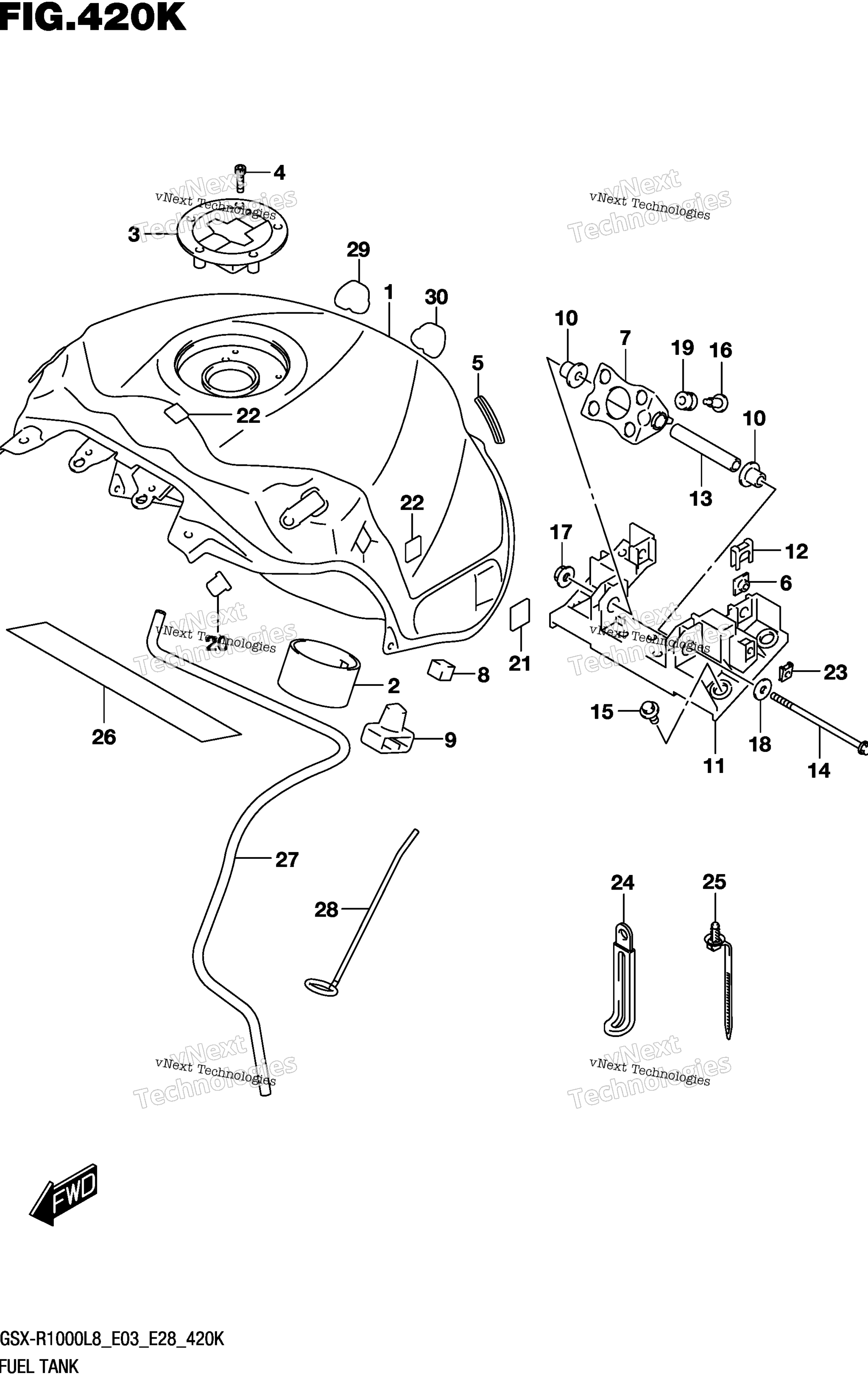 Топливный бак (Gsx-R1000al8 E33) (For Ykv)