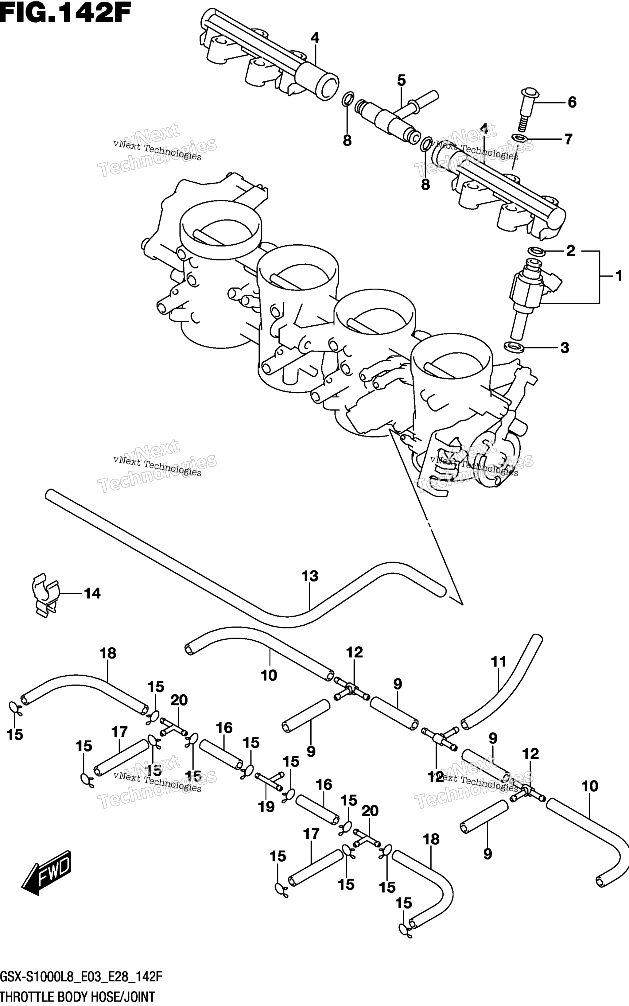 Дроссельный узел Hose/Joint (Gsx-S1000zl8 E33)