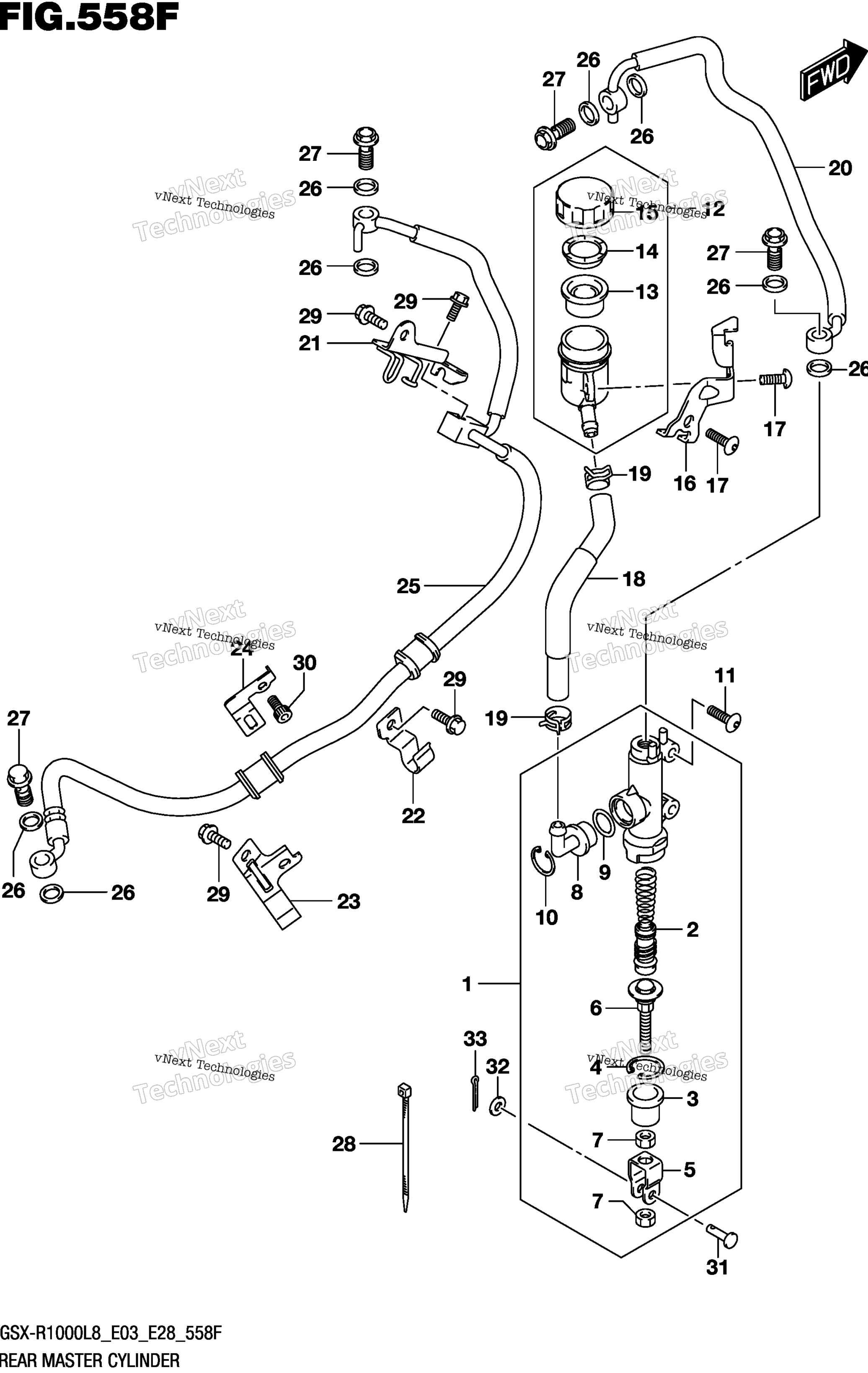 Задний главный цилиндр тормоза (Gsx-R1000rzl8 E03)