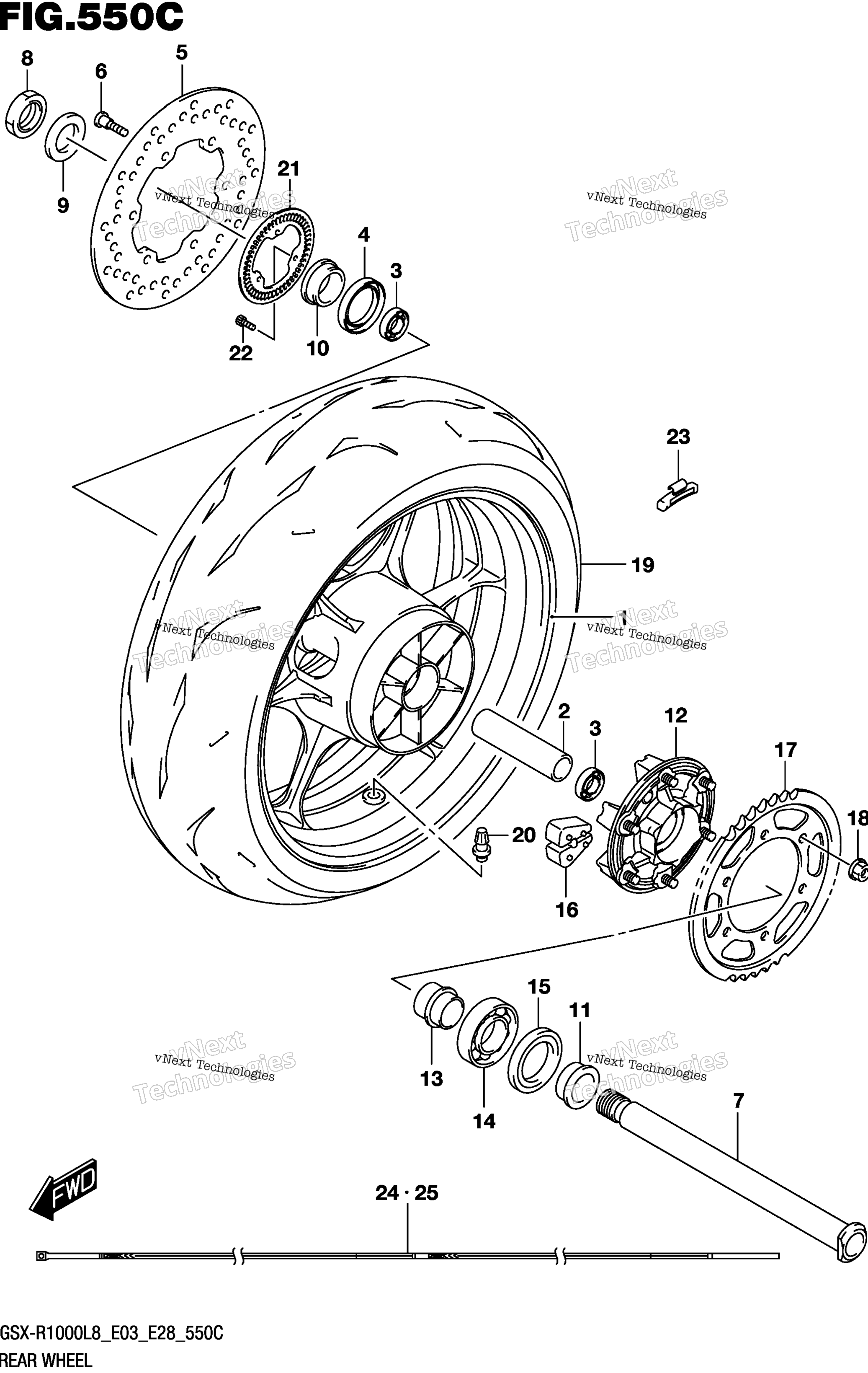 Заднее колесо (Gsx-R1000l8 E33) (For Ykv)