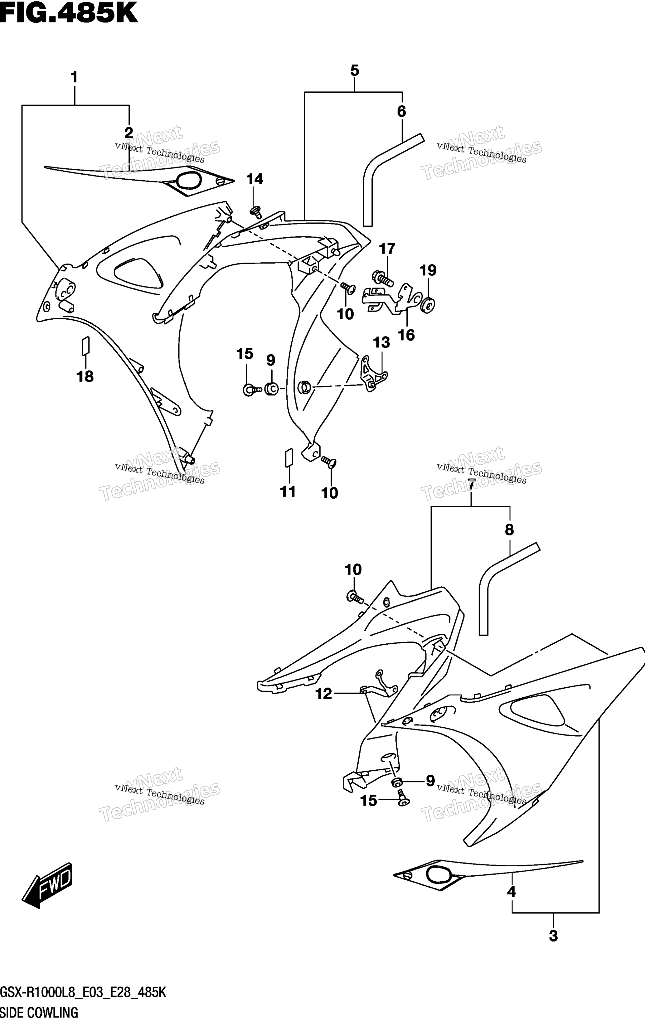 Боковой обтекатель (Gsx-R1000al8 E33) (For Ykv)