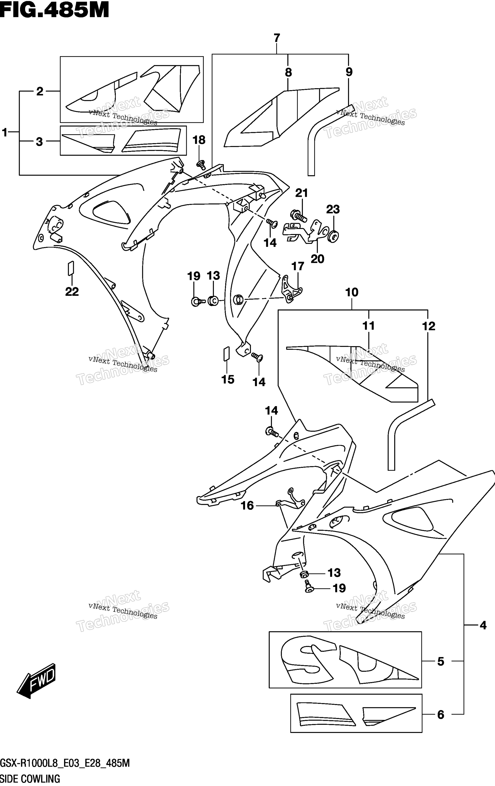 Боковой обтекатель (Gsx-R1000rzl8 E28)