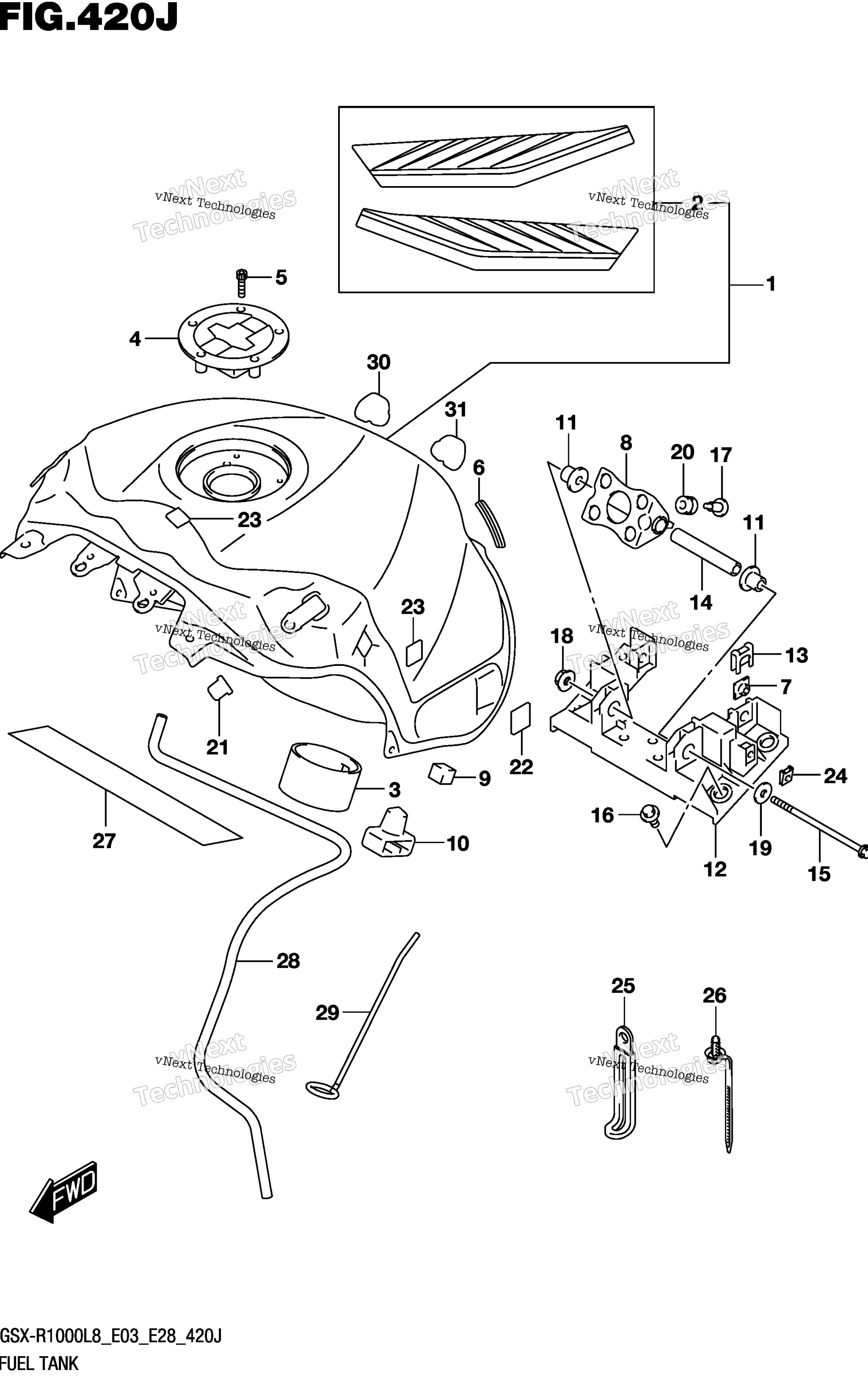 Топливный бак (Gsx-R1000al8 E33) (For Yww)