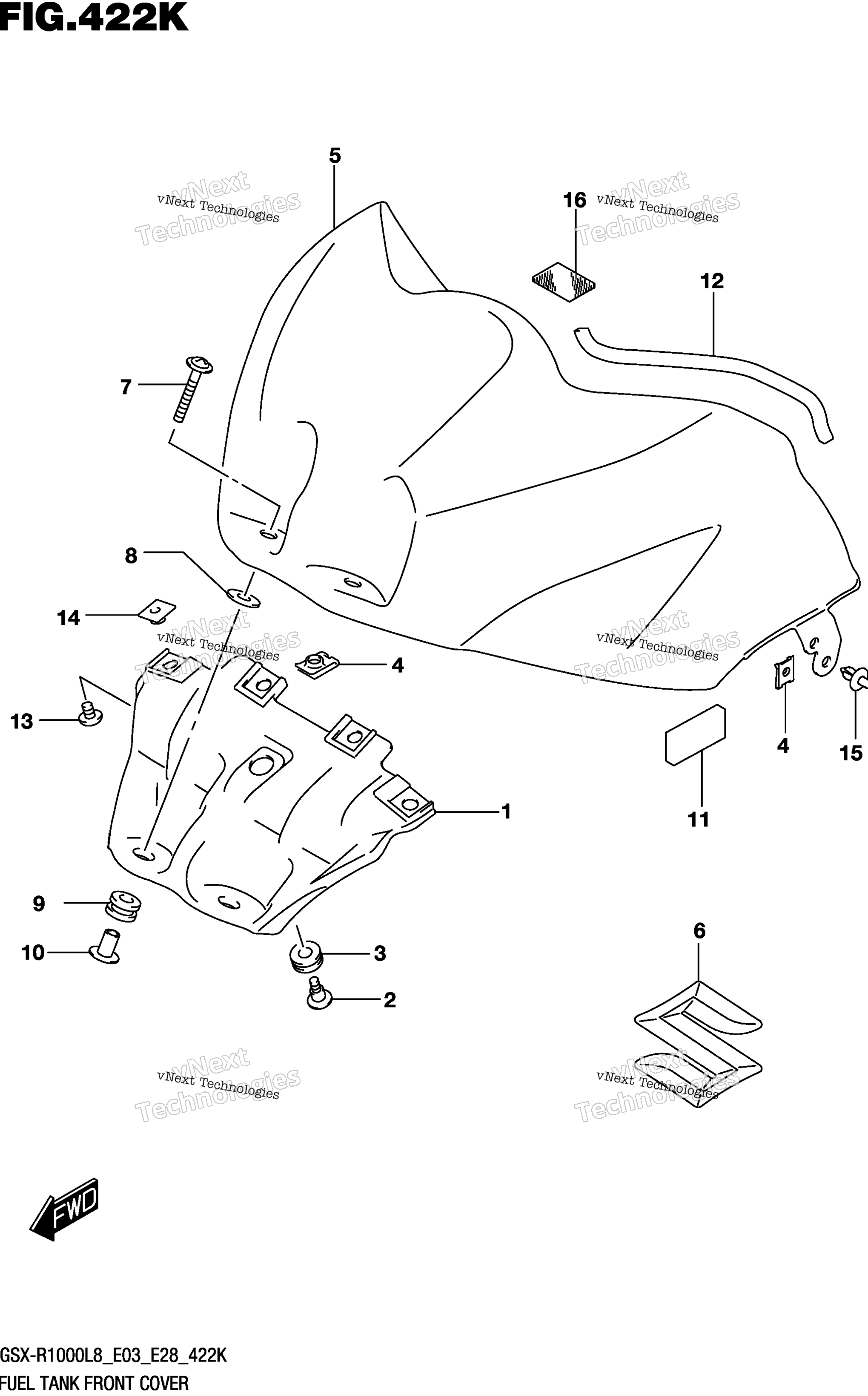 Топливный бак Front Cover (Gsx-R1000al8 E33) (For Ykv)