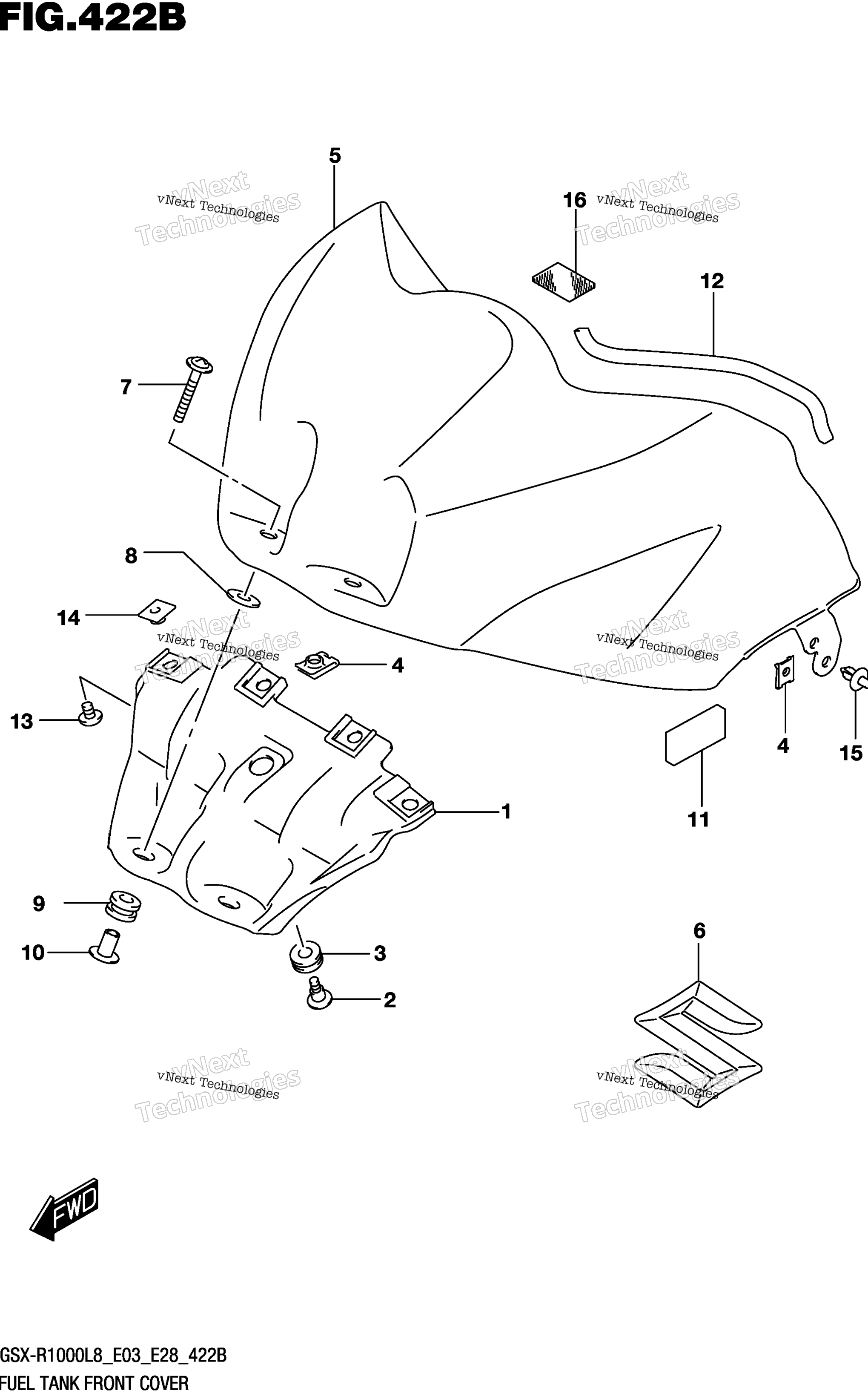 Топливный бак Front Cover (Gsx-R1000l8 E03) (For Ykv)