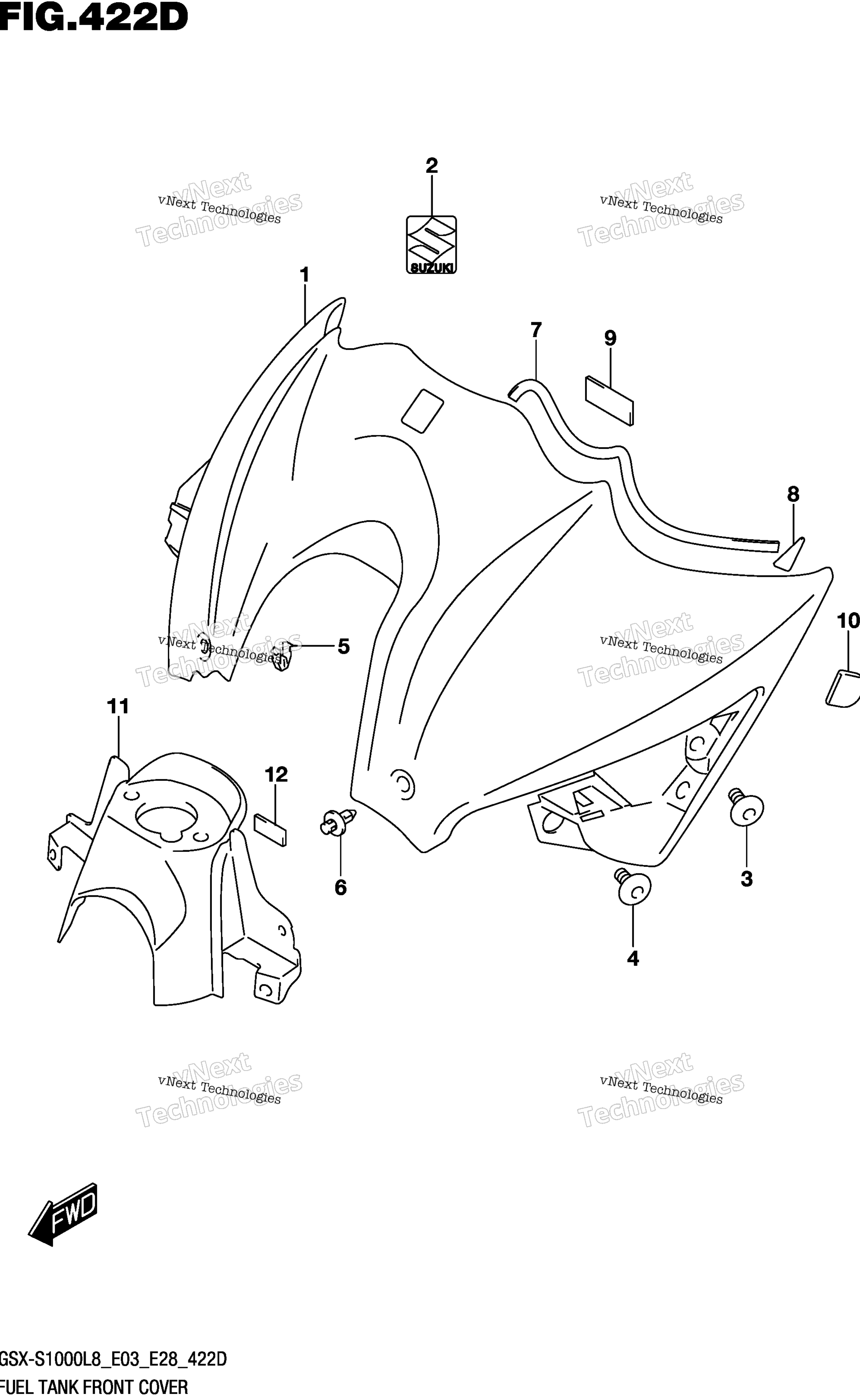 Топливный бак Front Cover (Gsx-S1000azl8 E28)